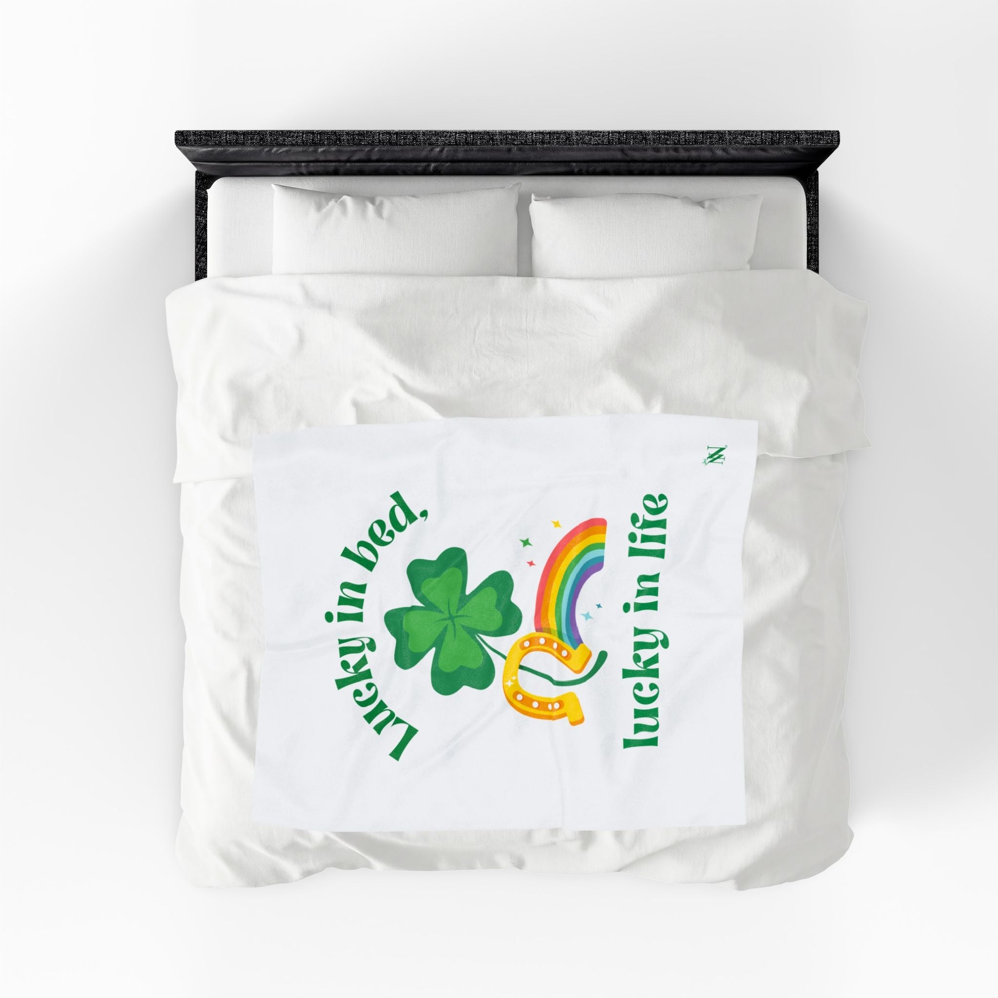 Lucky in Bed Lucky in Life St. Patrick’s Day | Mix & Match Soft Fun-Flirty Lovers’ Blankets