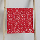 Wink Emoji Pattern Red | Mix & Match Classic Fun-Flirty Lovers’ Towels
