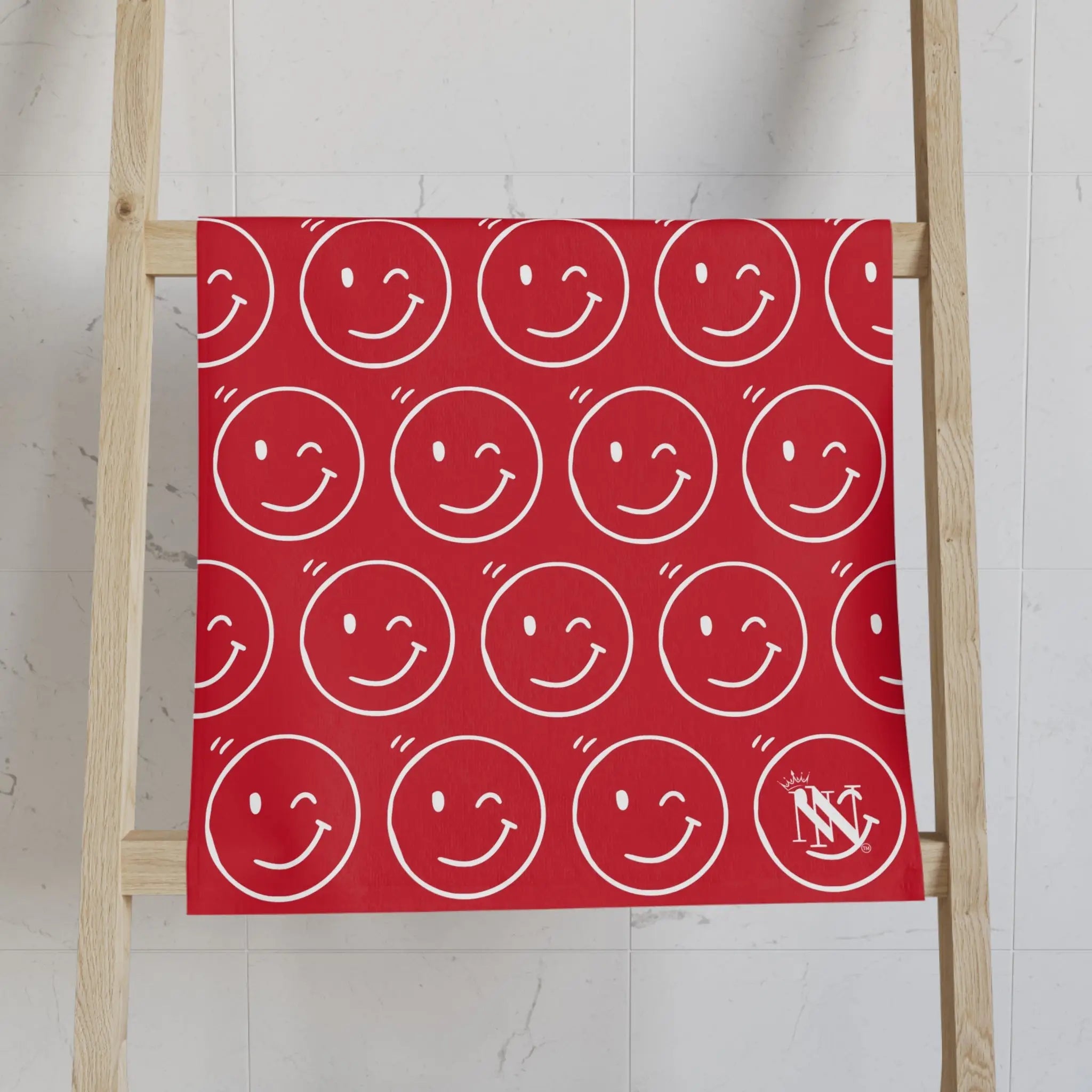 Wink Emoji Pattern Red Cum Towel