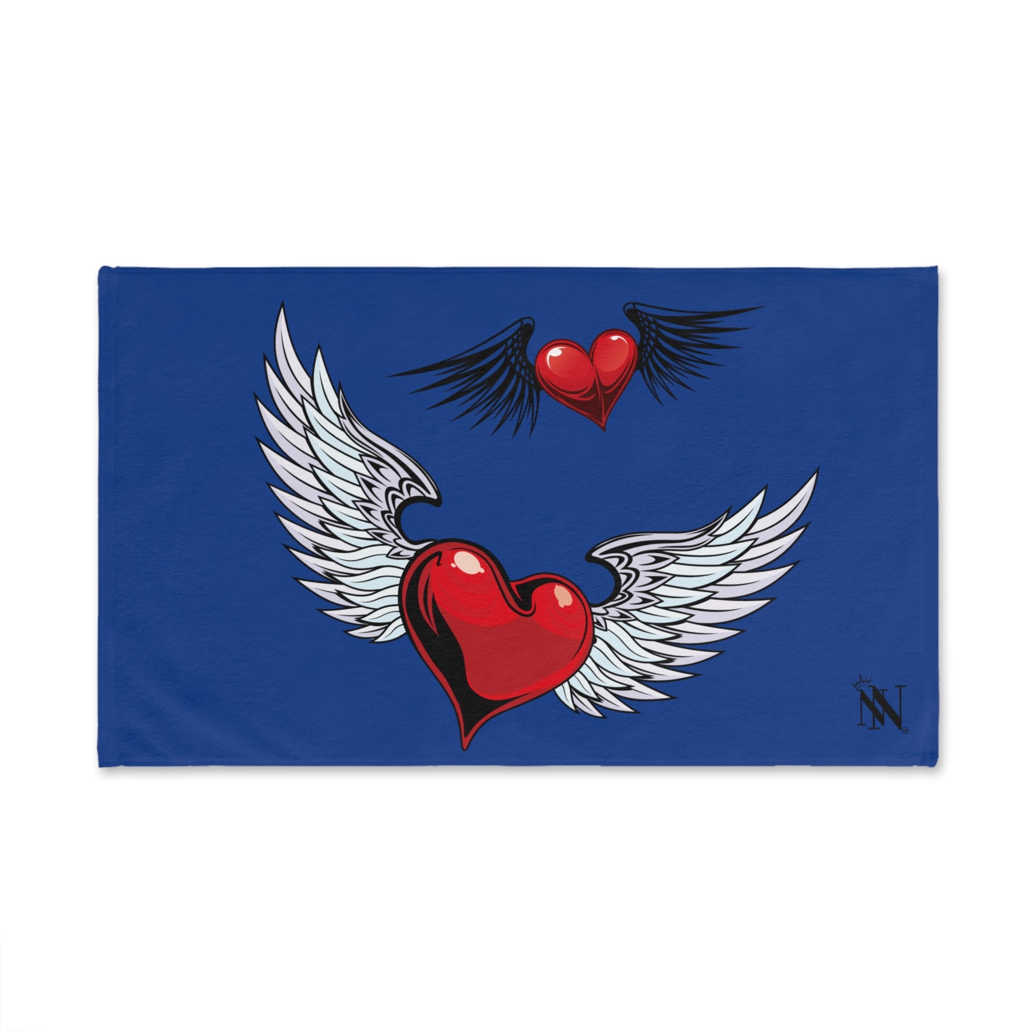 Double Hearts with Wings Blue Cum Towel