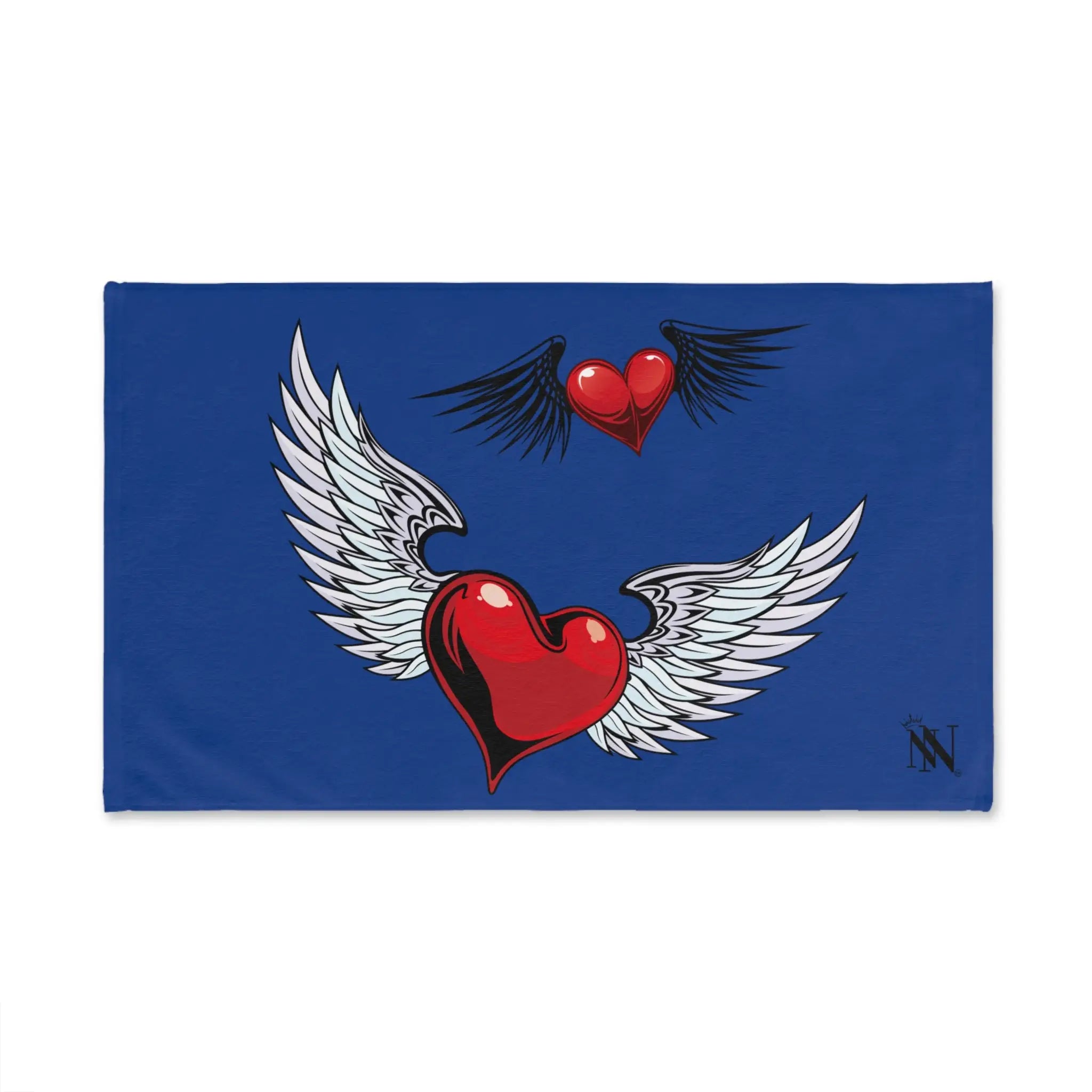 Double Hearts with Wings Blue Cum Towel