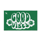 Smiley Happy Face Good Vibes Green Cum Towel