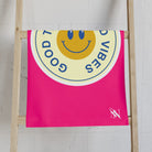 Good Times Good Vibes Happy Face Signature Pink Cum Towel