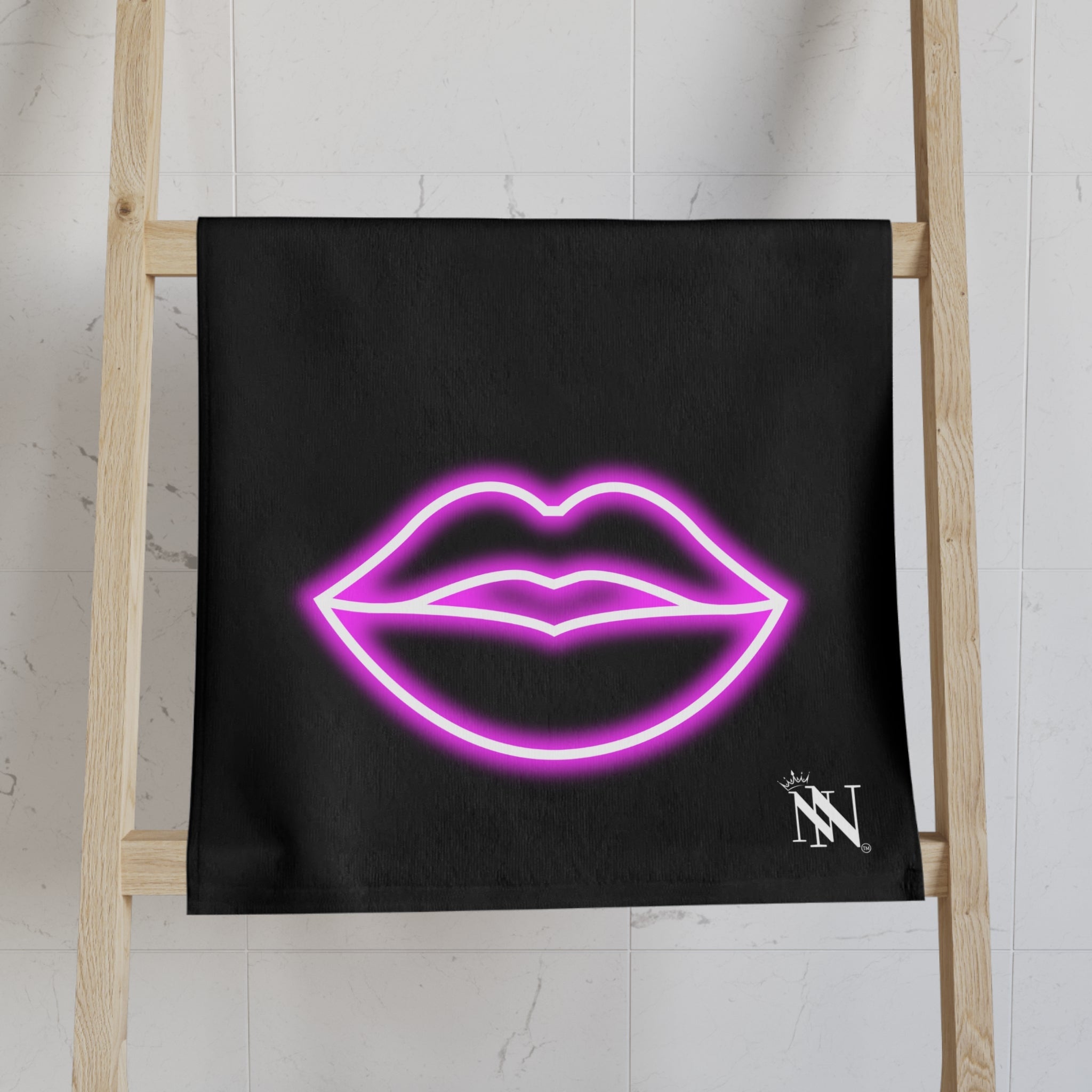 Her Lips His Mustache Neon Shareable Cum Towel