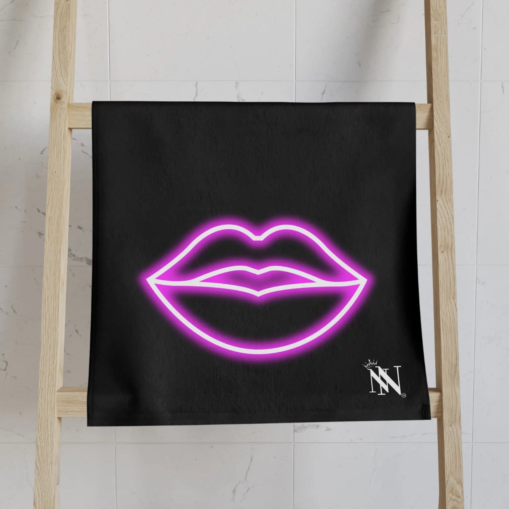 Her Lips His Mustache Neon Shareable Cum Towel