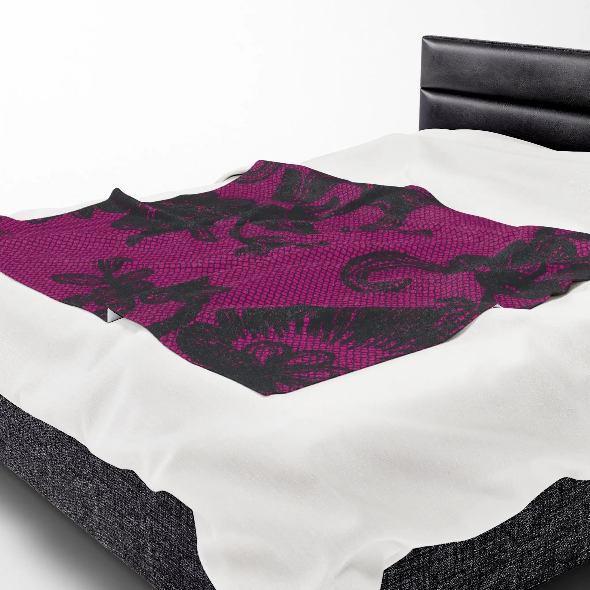 Black Lace Print Pink | Mix & Match Velveteen Fun-Flirty Lovers’ Blankets