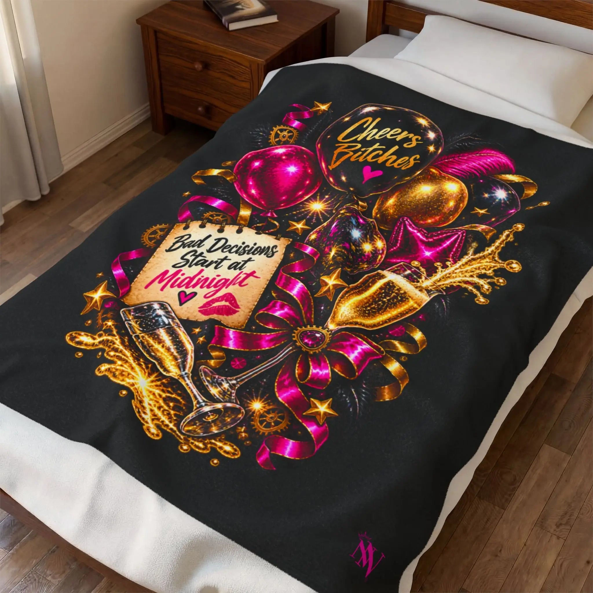 Cheers Bitches New Years | Nectar Napkins Fun-Flirty Lovers’ Blankets