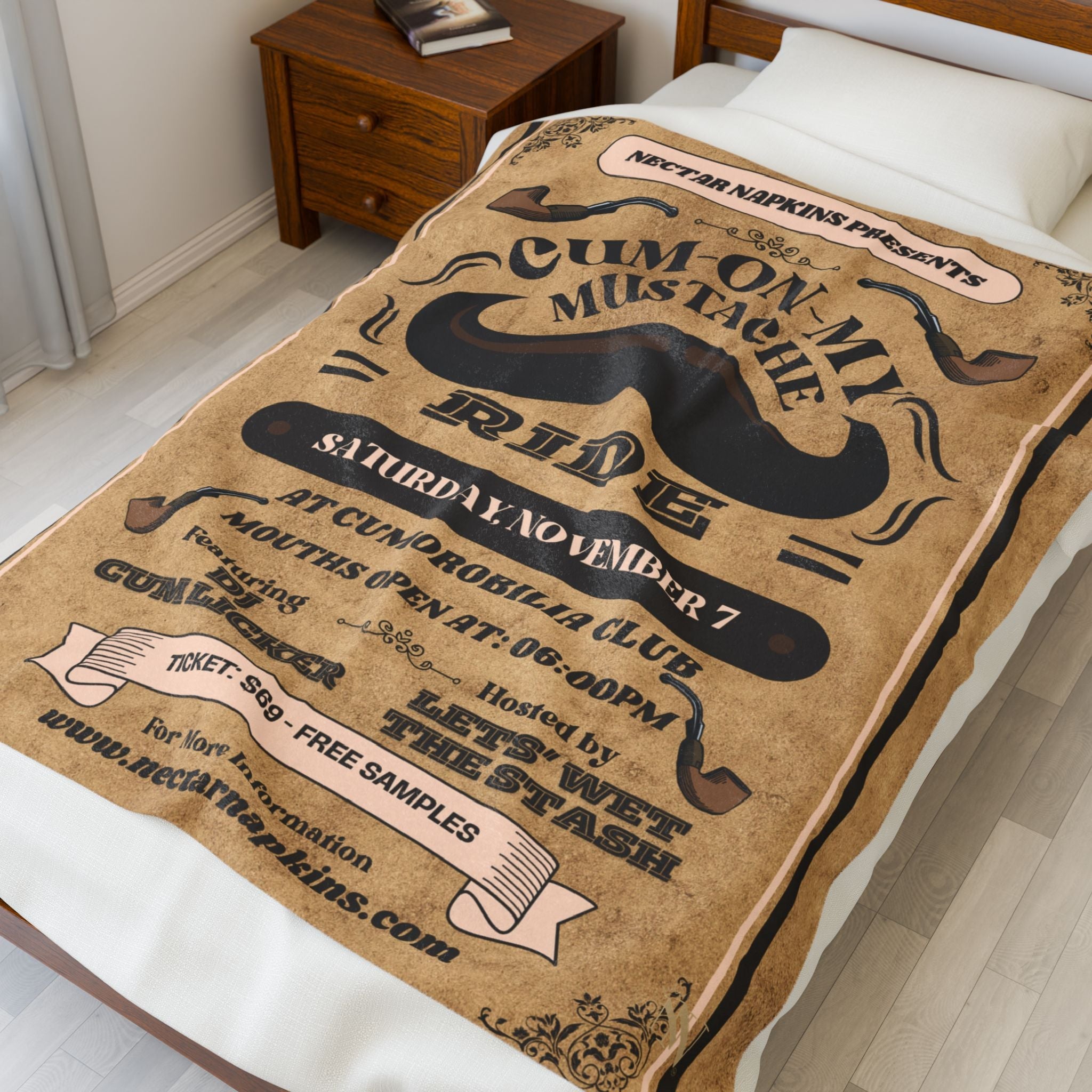Mustache Ride | Mix & Match Fun-Flirty Lovers’ Blankets