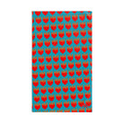 Red Flaming Heart Teal Print Cum Towel