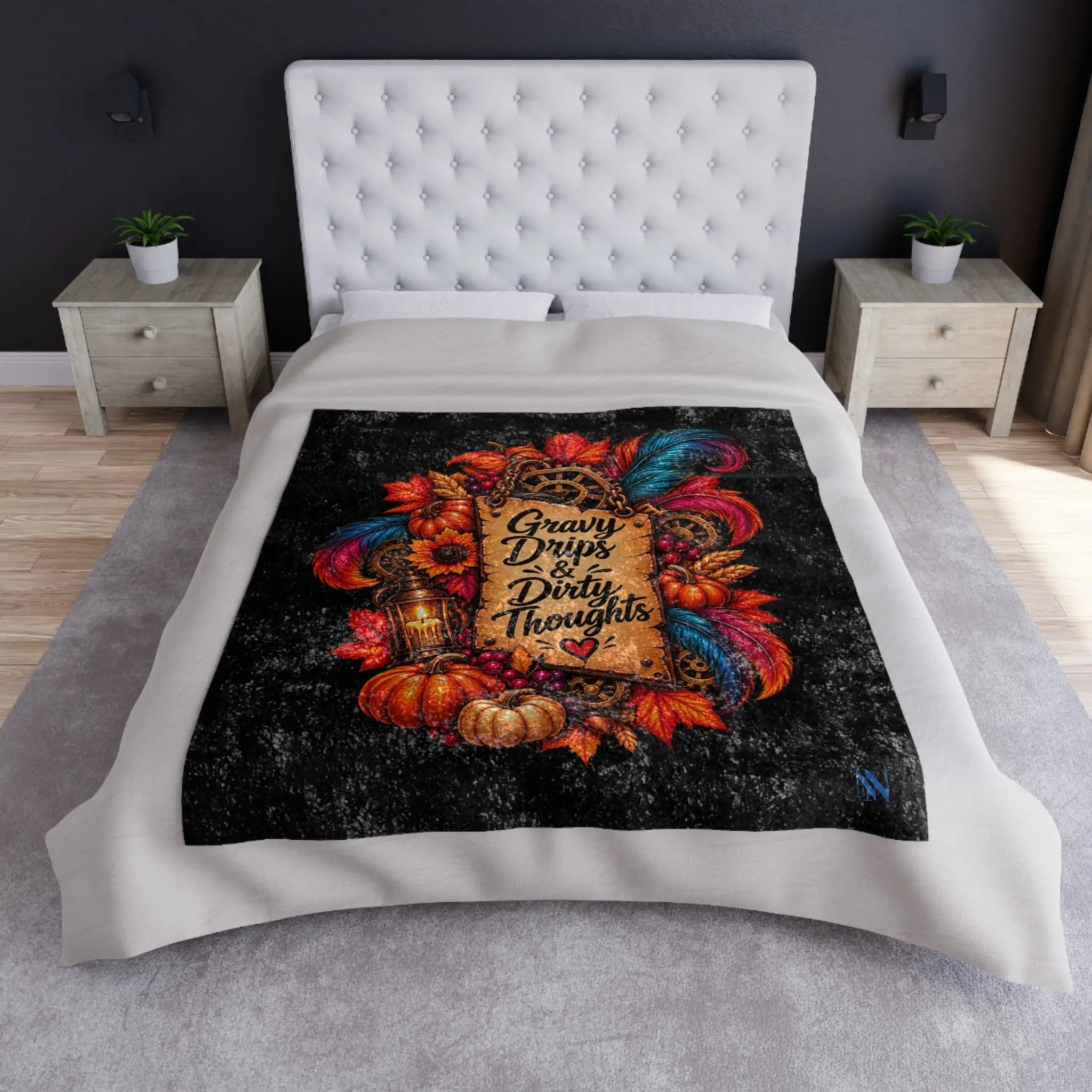 Gravy Drips & Dirty Thoughts Thanksgiving | Nectar Napkins Fun-Flirty Lovers’ Crushed Velvet Blankets