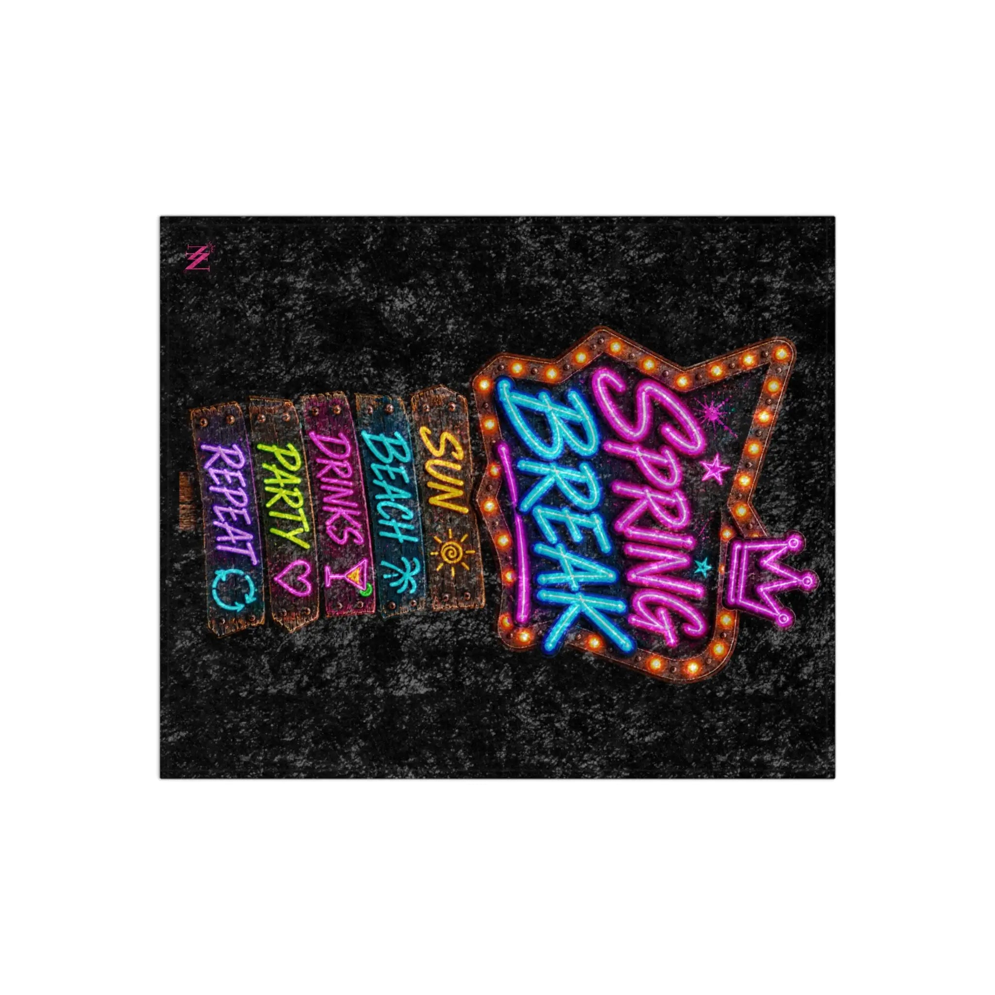 Spring Break Neon Sign Crushed Velvet Blanket
