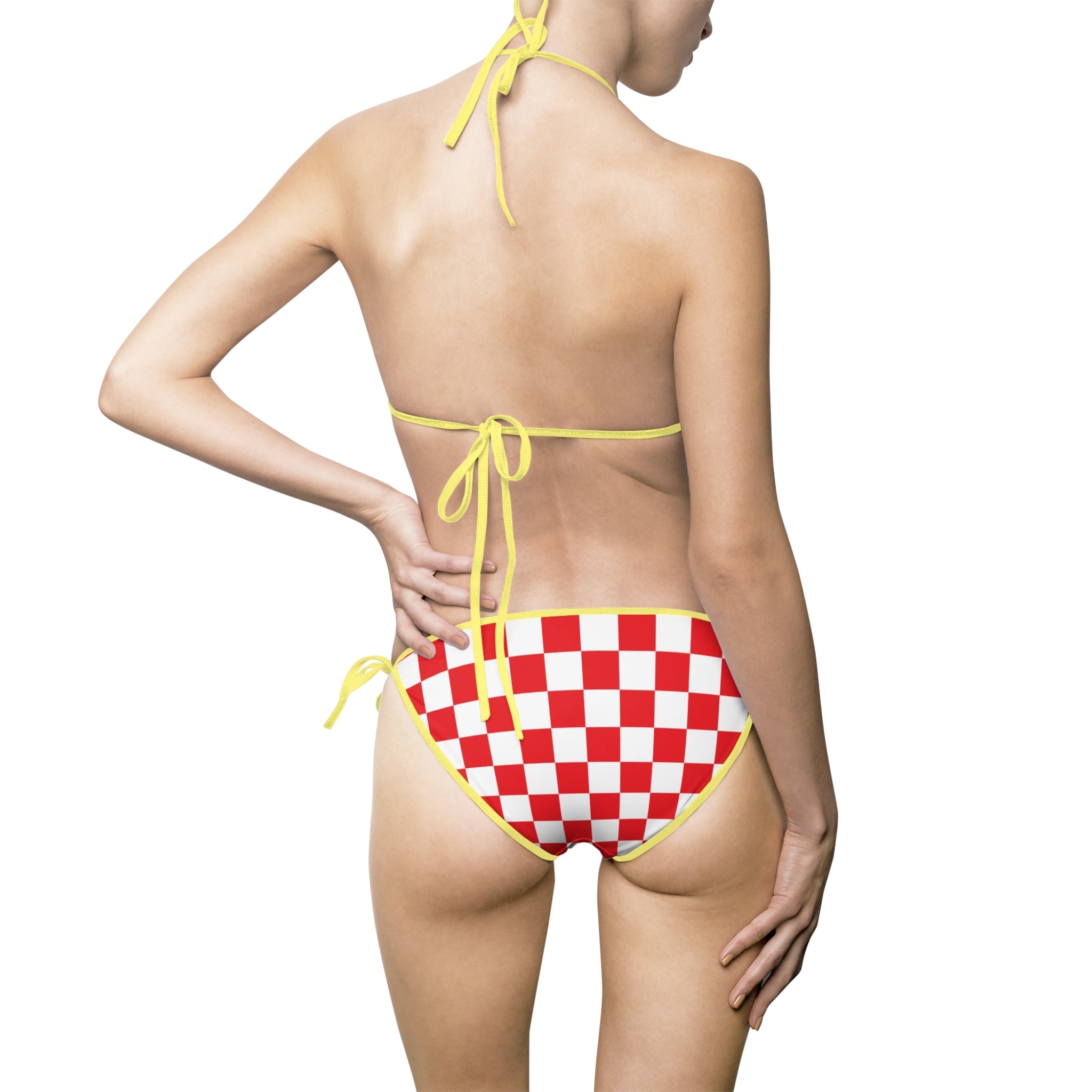 Red & White Checkered | Mix & Match Fun-Flirty Lovers’ String Bikinis