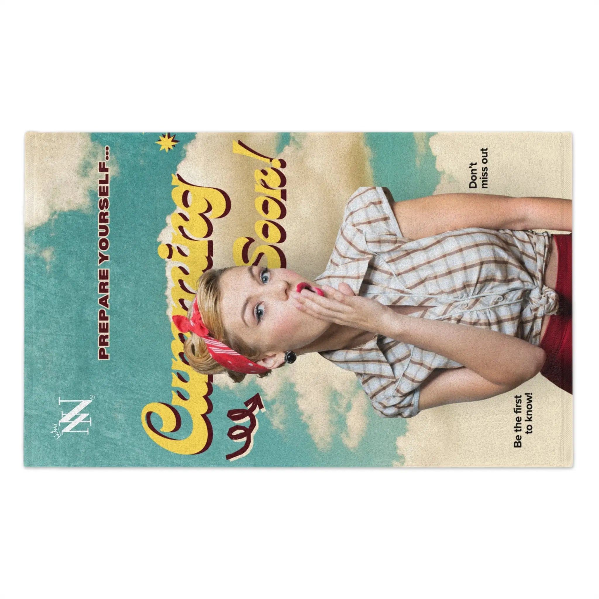 Cumming Soon Vintage Poster | Mix & Match Soft Fun-Flirty Lovers’ Towels