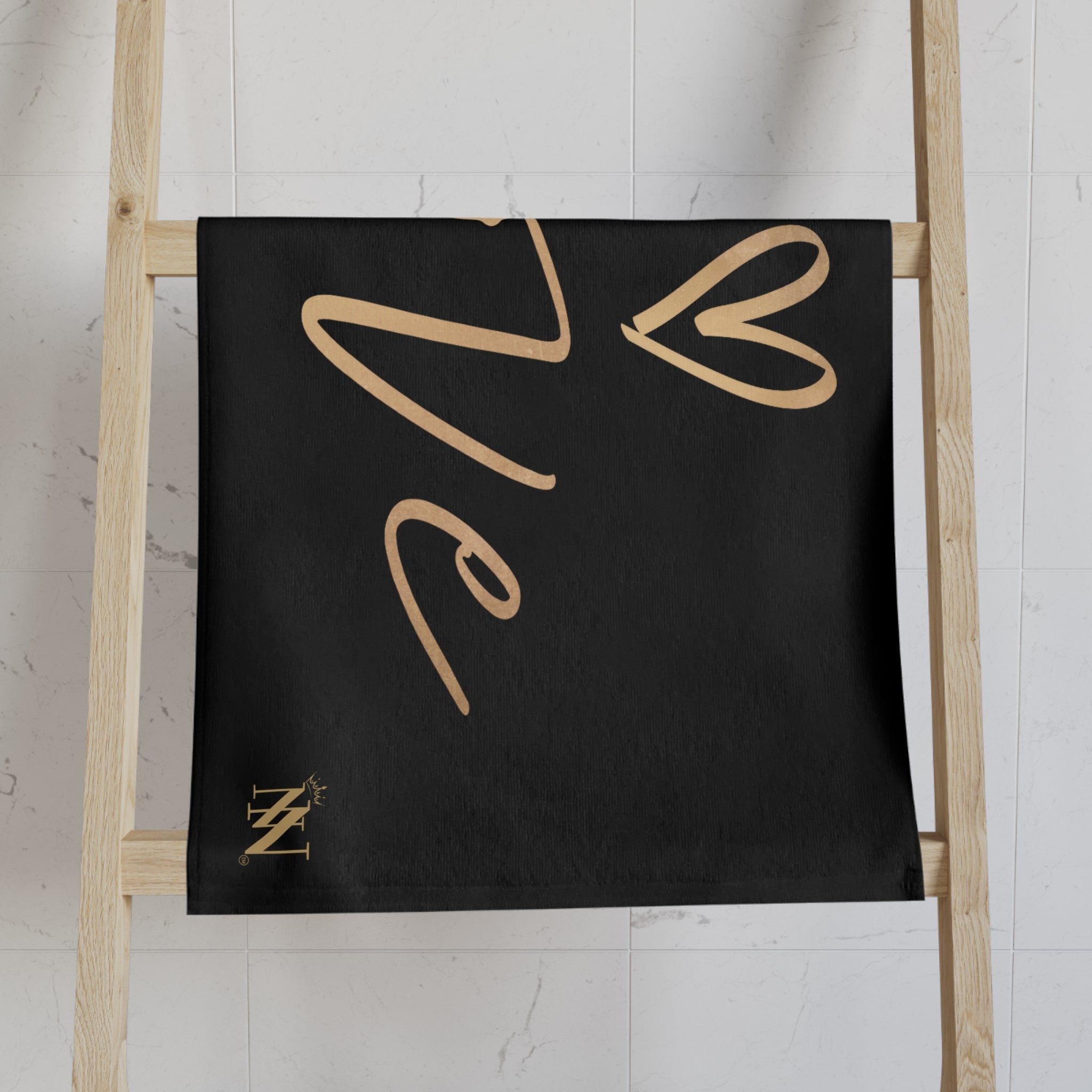 Gold Love Heart Black Cum Towel