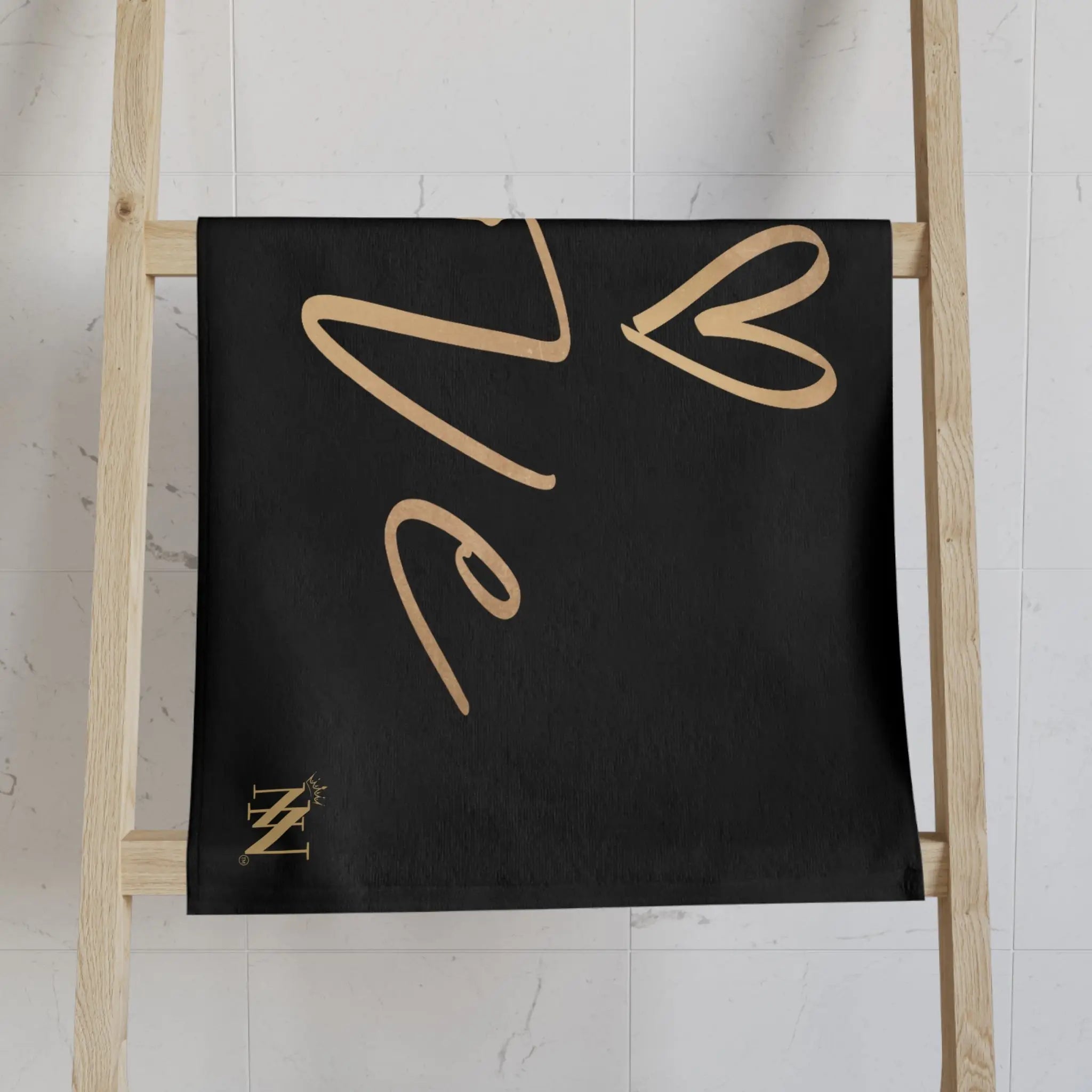 Gold Love Heart Black Cum Towel