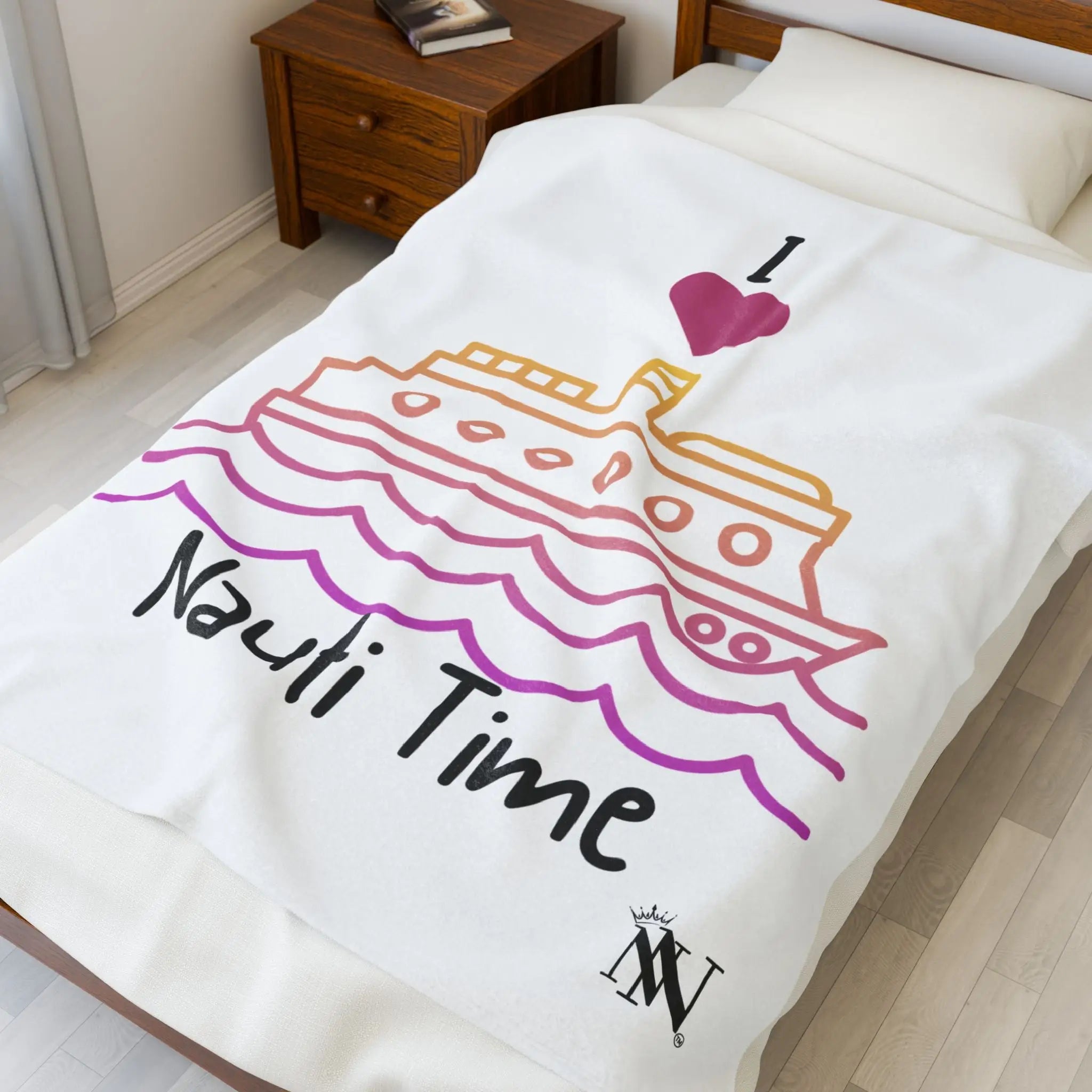 I Love Nauti Time White | Mix & Match Velveteen Fun-Flirty Lovers’ Blankets