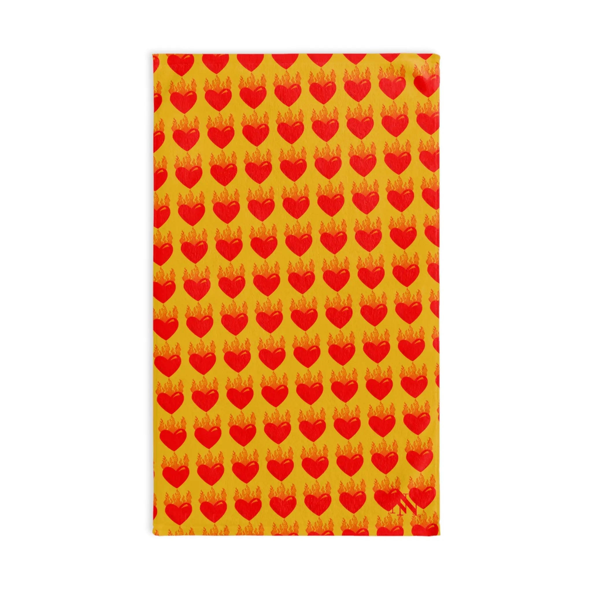 Red Flaming Heart Yellow Print Cum Towel
