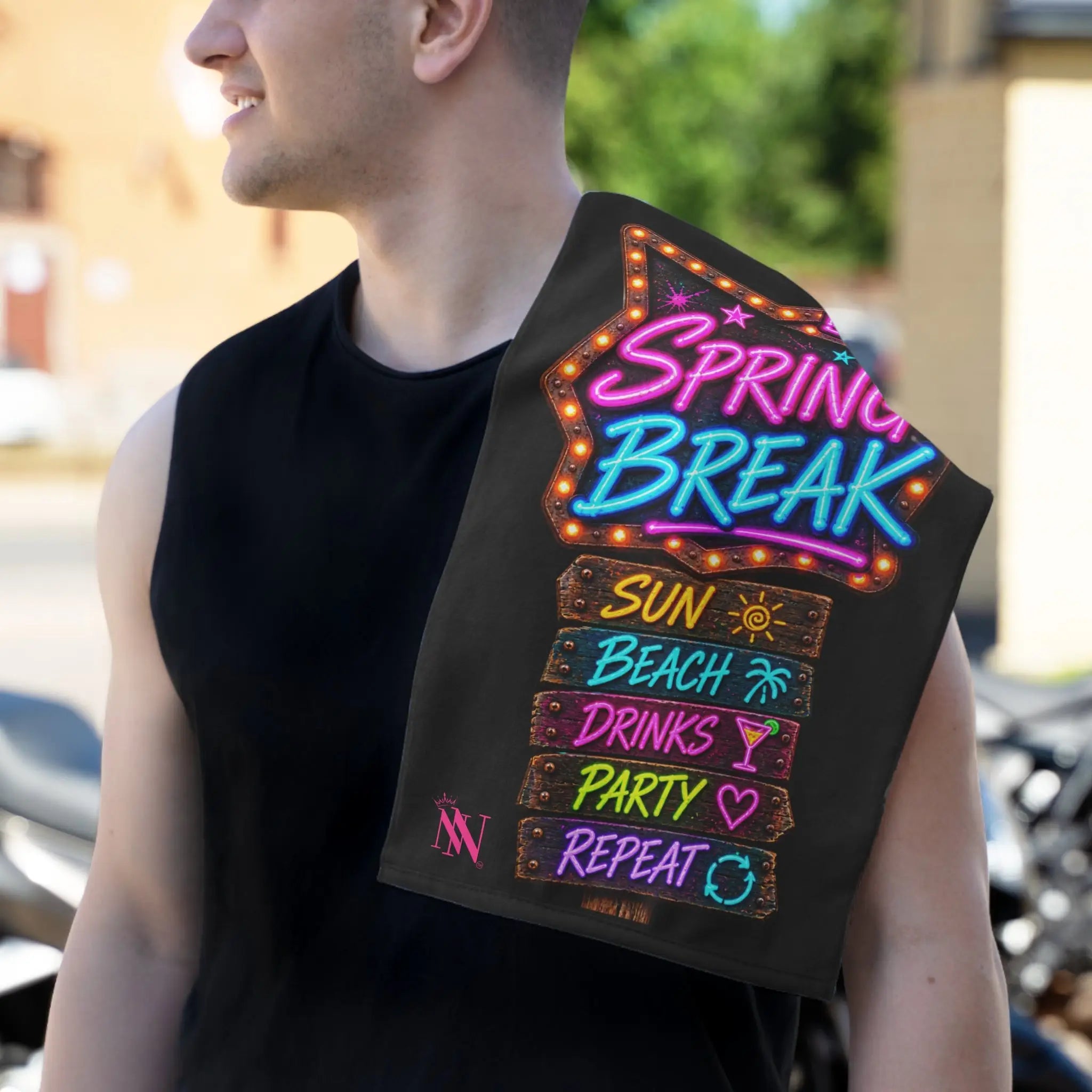 Spring Break Neon Sign Sex Towel