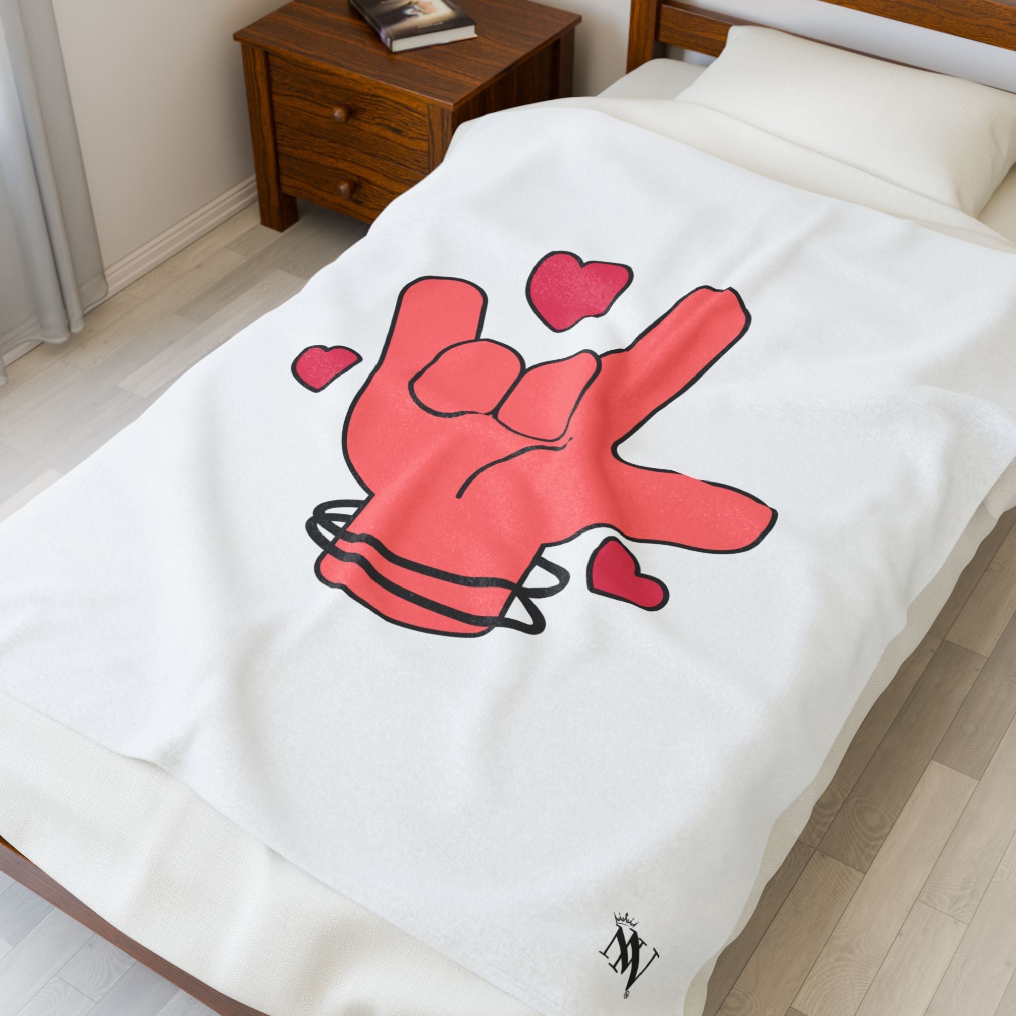 I Love You Hand Sign | Mix & Match Velveteen Fun-Flirty Lovers’ Blankets