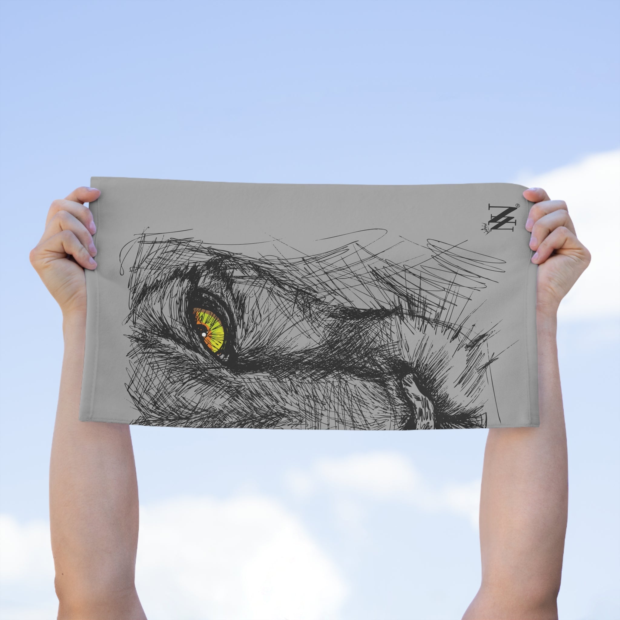 Fierce Cat Light Grey | Mix & Match Soft Fun-Flirty Lovers’ Towels