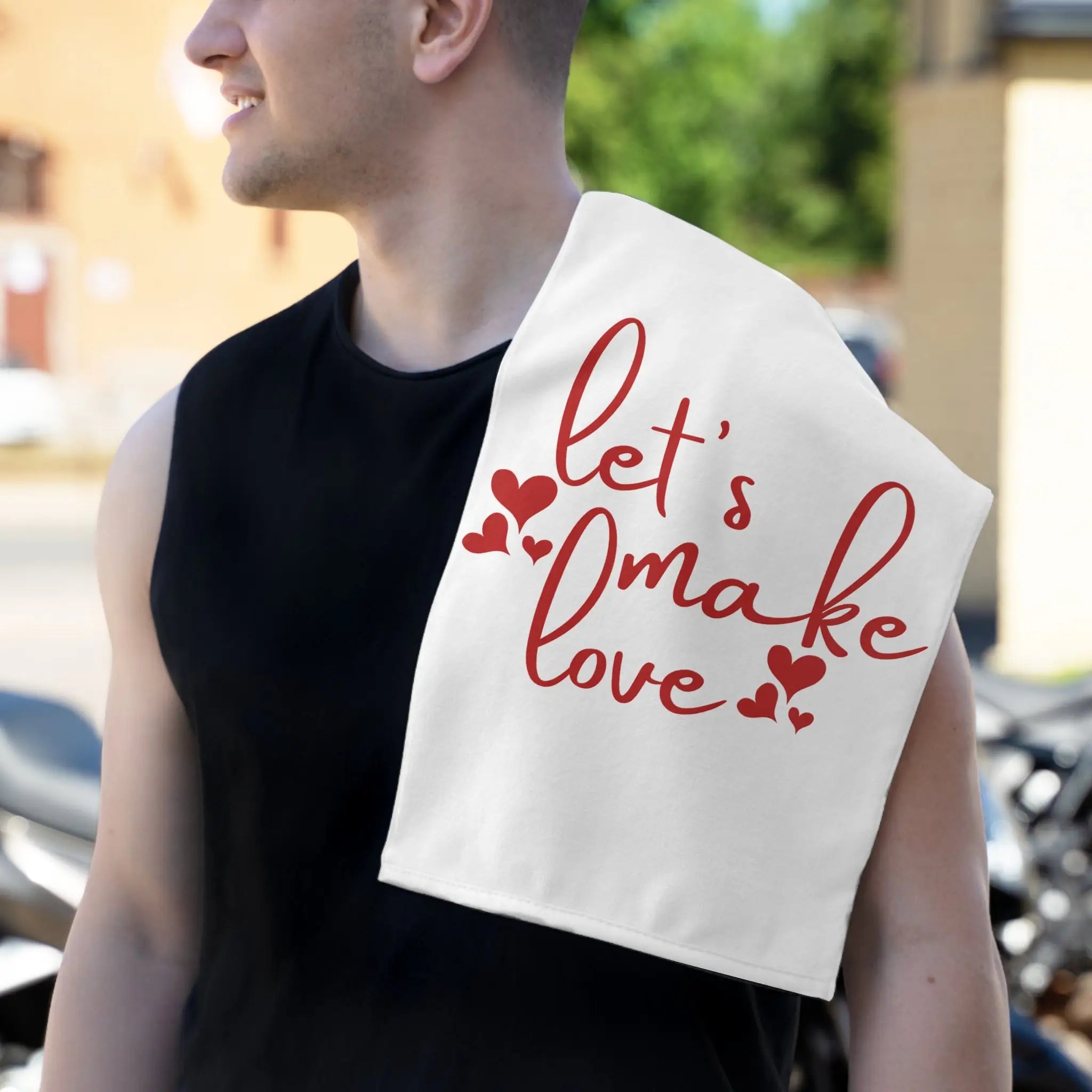 Let’s Make Love Hearts Sex Towel