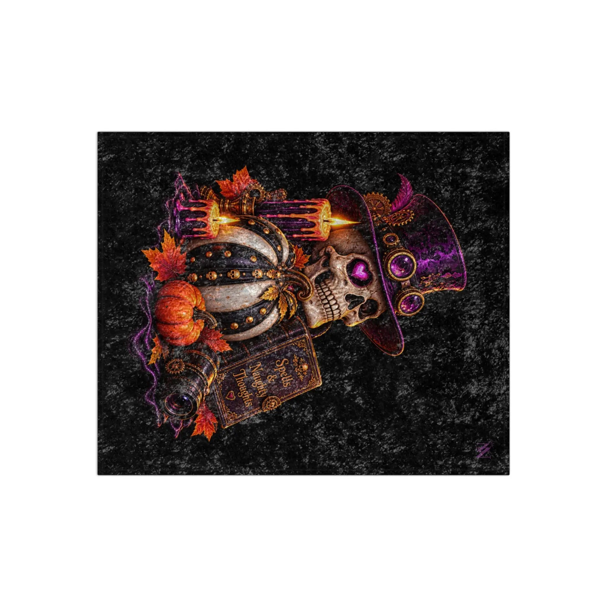 Spells & Naughty Thoughts Skull | Nectar Napkins Fun-Flirty Lovers’ Crushed Velvet Blankets