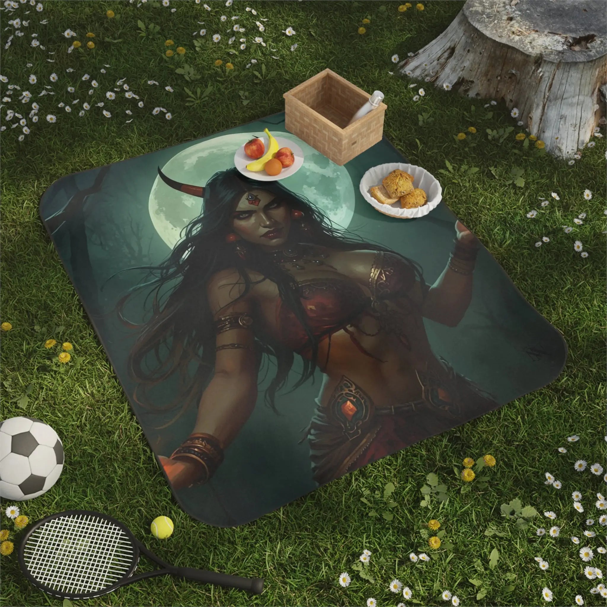 Horned Queen Fantasy Women Couple Friendly Water-Resistant Sex Blanket