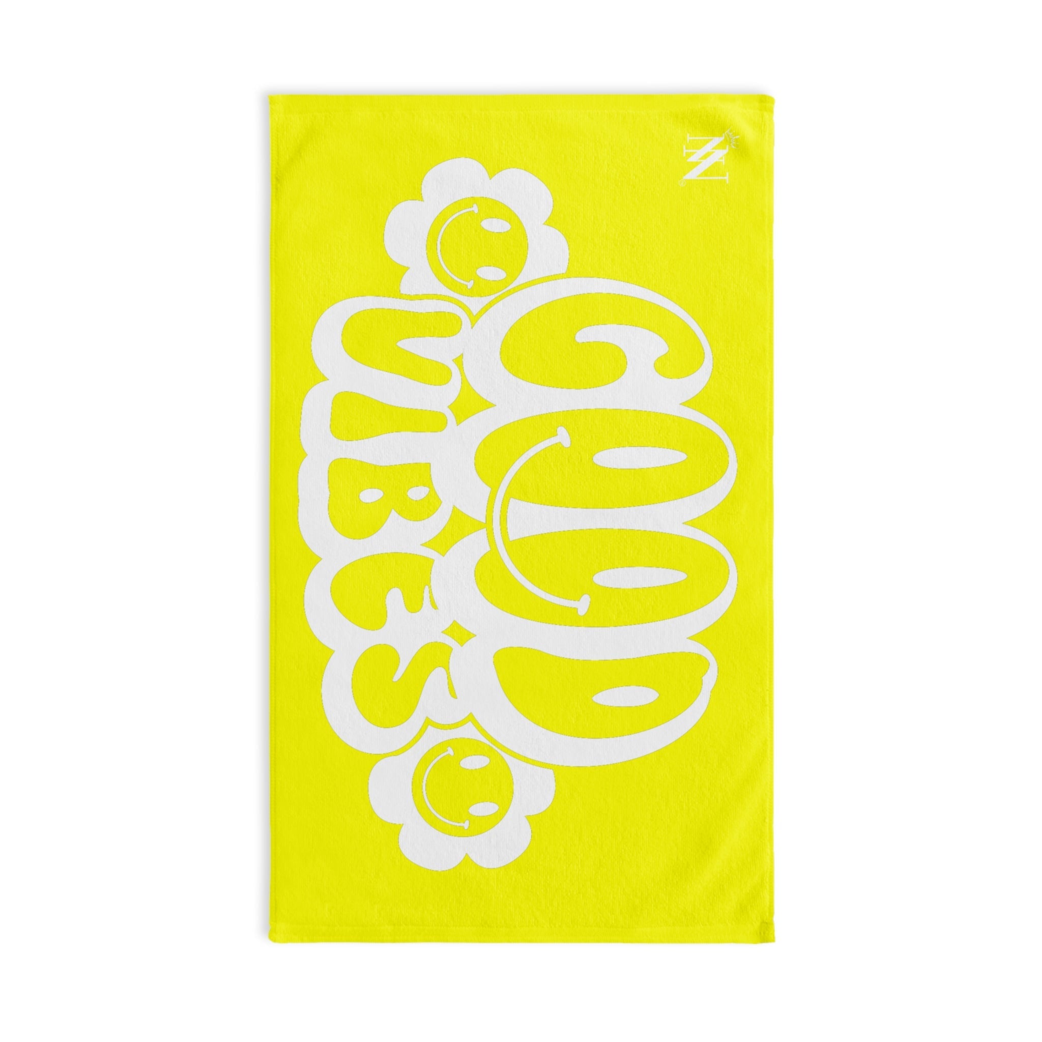 Smiley Happy Face Good Vibes Neon Yellow | Mix & Match Classic Fun-Flirty Lovers’ Towels