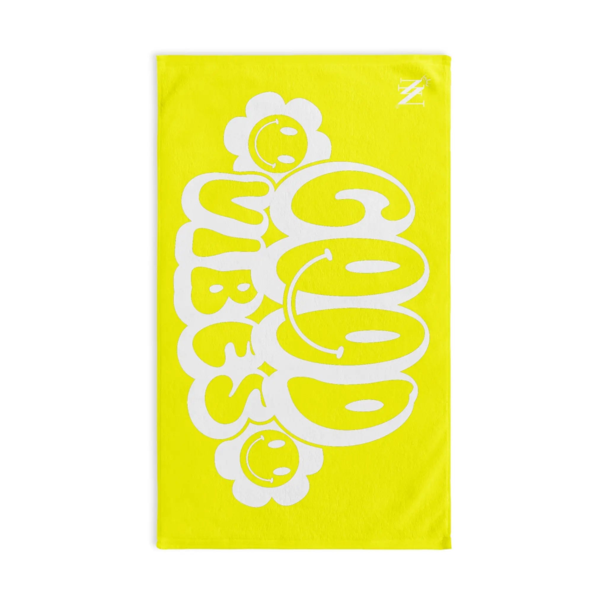 Smiley Happy Face Good Vibes Neon Yellow | Mix & Match Classic Fun-Flirty Lovers’ Towels