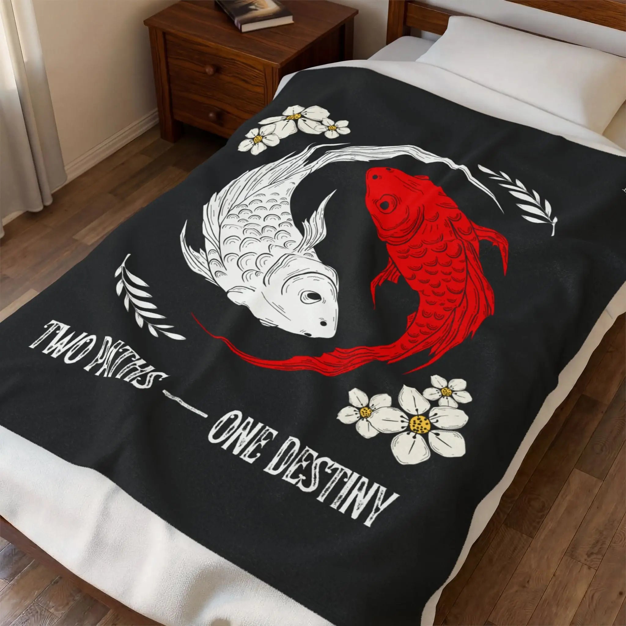 Two Paths One Destiny Koi Fish Ying Yang Blanket