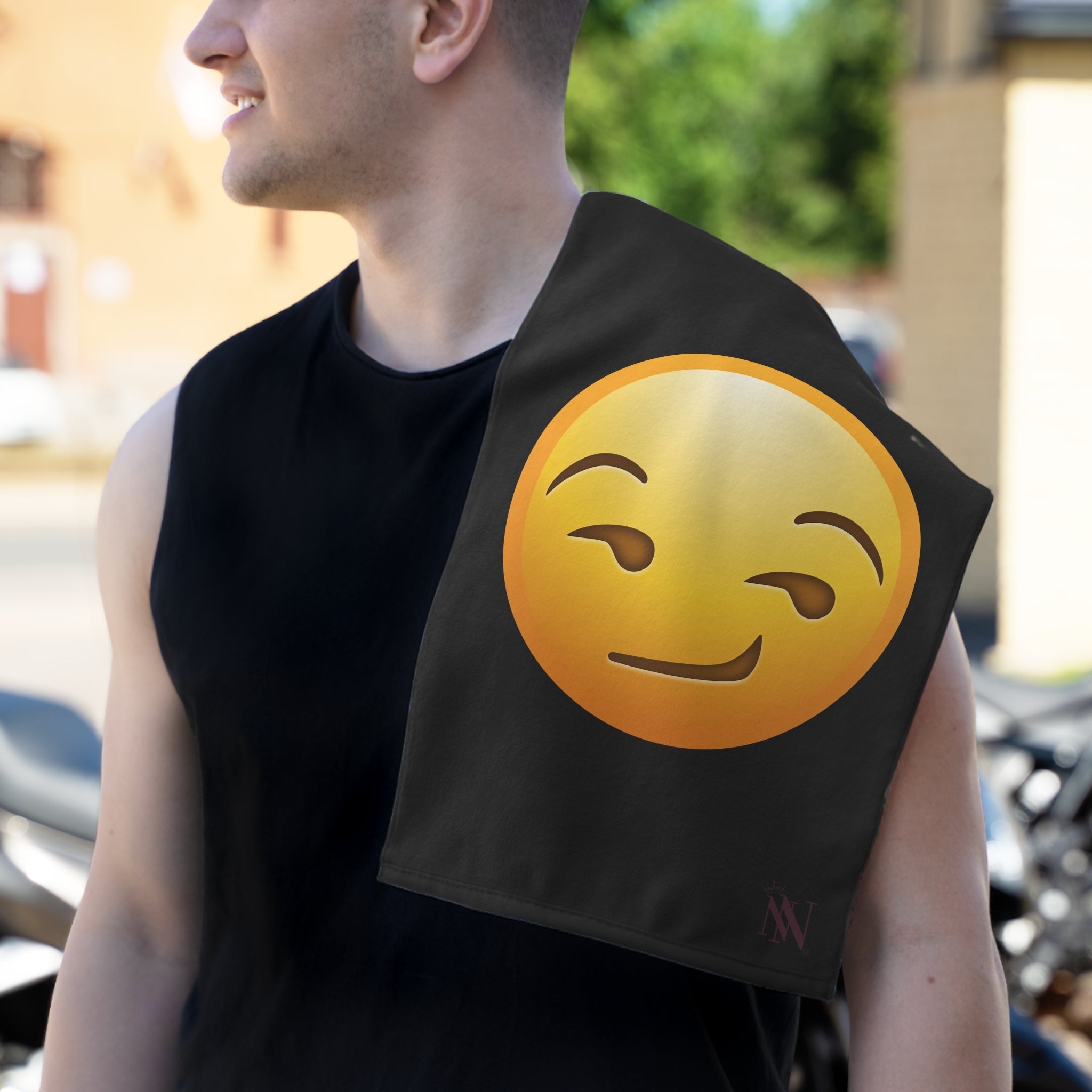 Smirking Face Emoji Black | Mix & Match Soft Fun-Flirty Lovers’ Towels