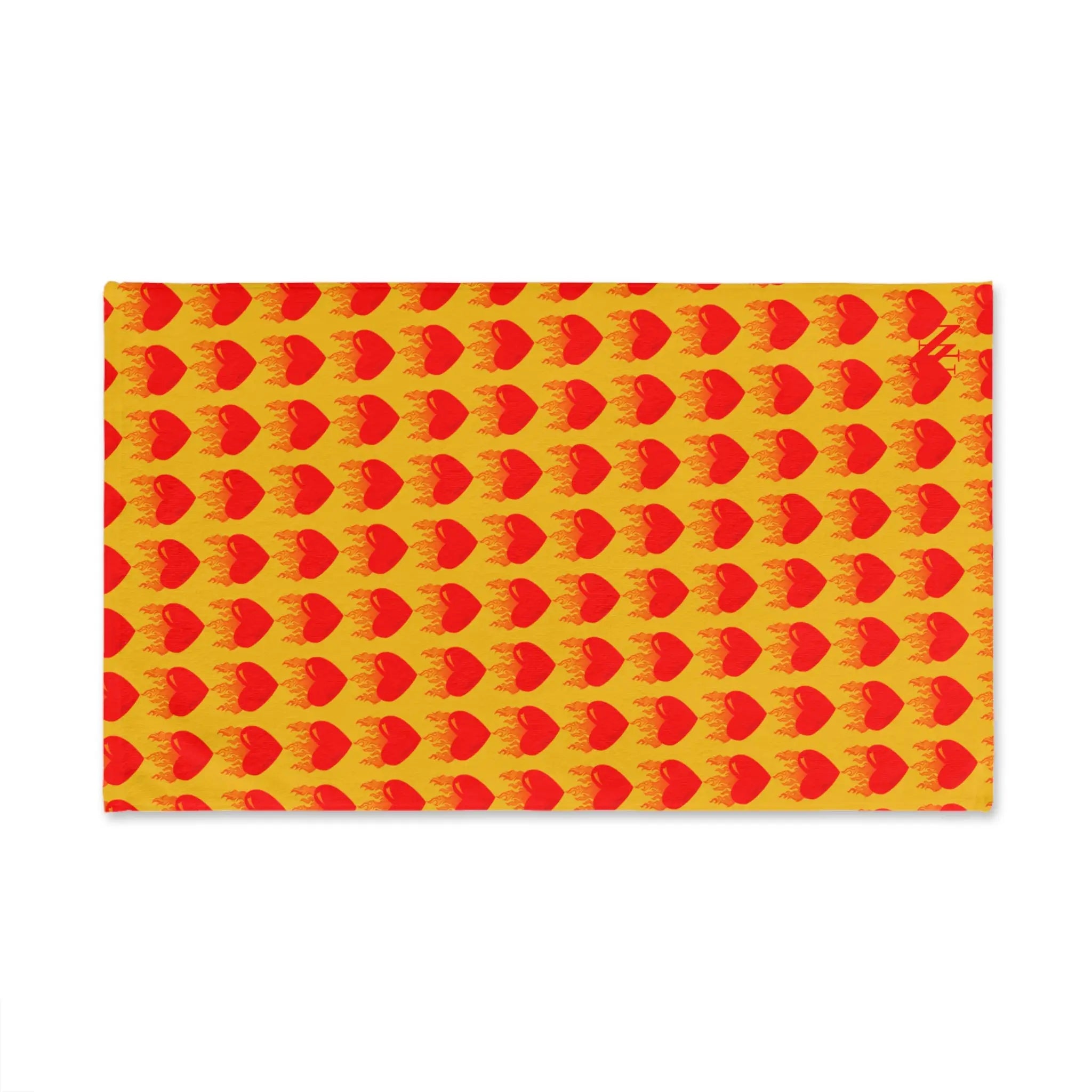 Red Flaming Heart Yellow Print Cum Towel