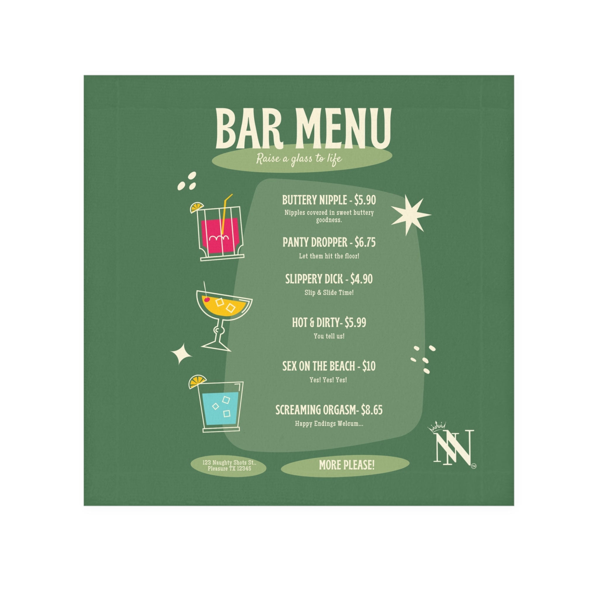 Bar Menu | Mix & Match Lils’ Fun-Flirty Lovers’ Towels