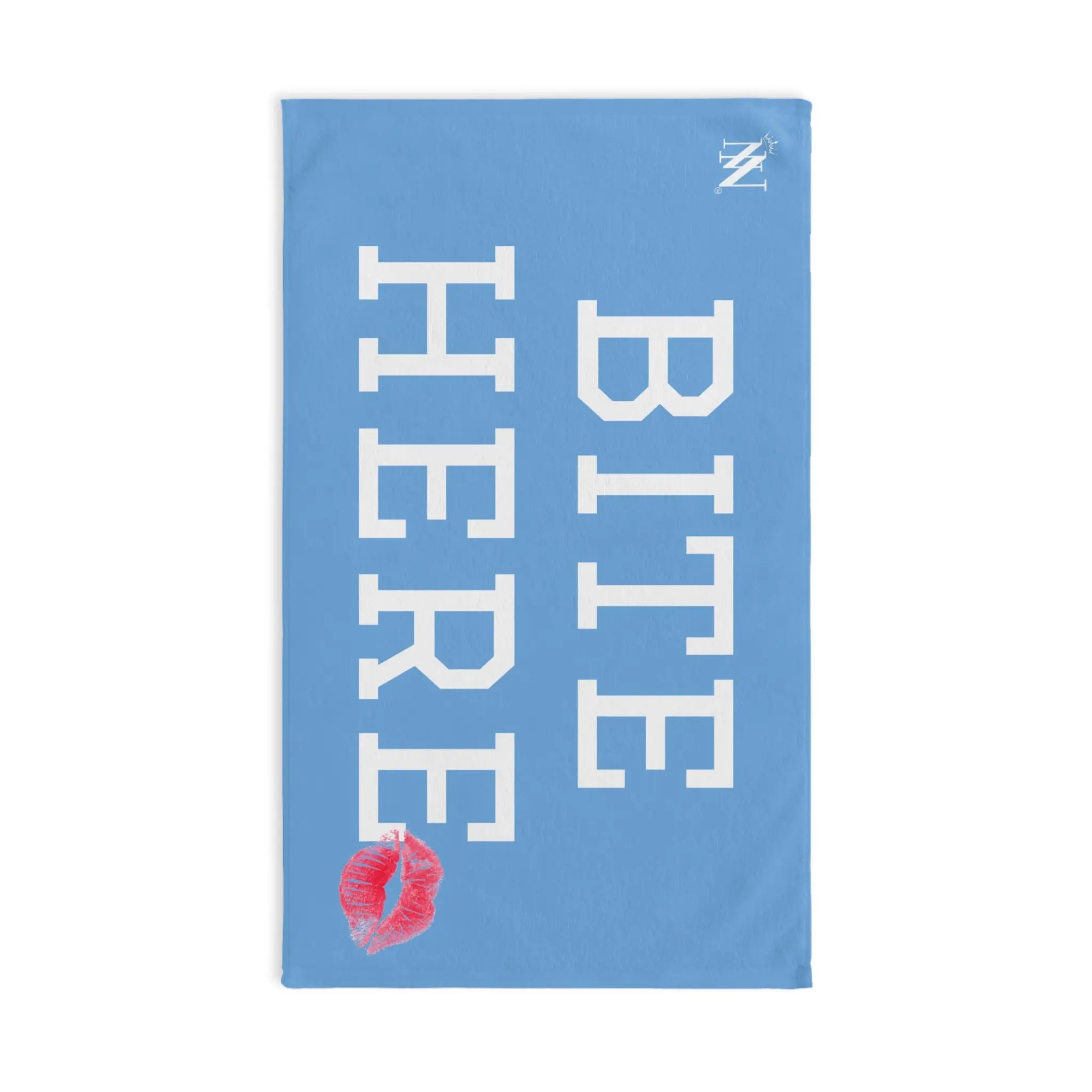 Bite Here Lips Kiss Light Blue | Mix & Match Original Fun-Flirty Lovers’ Towels