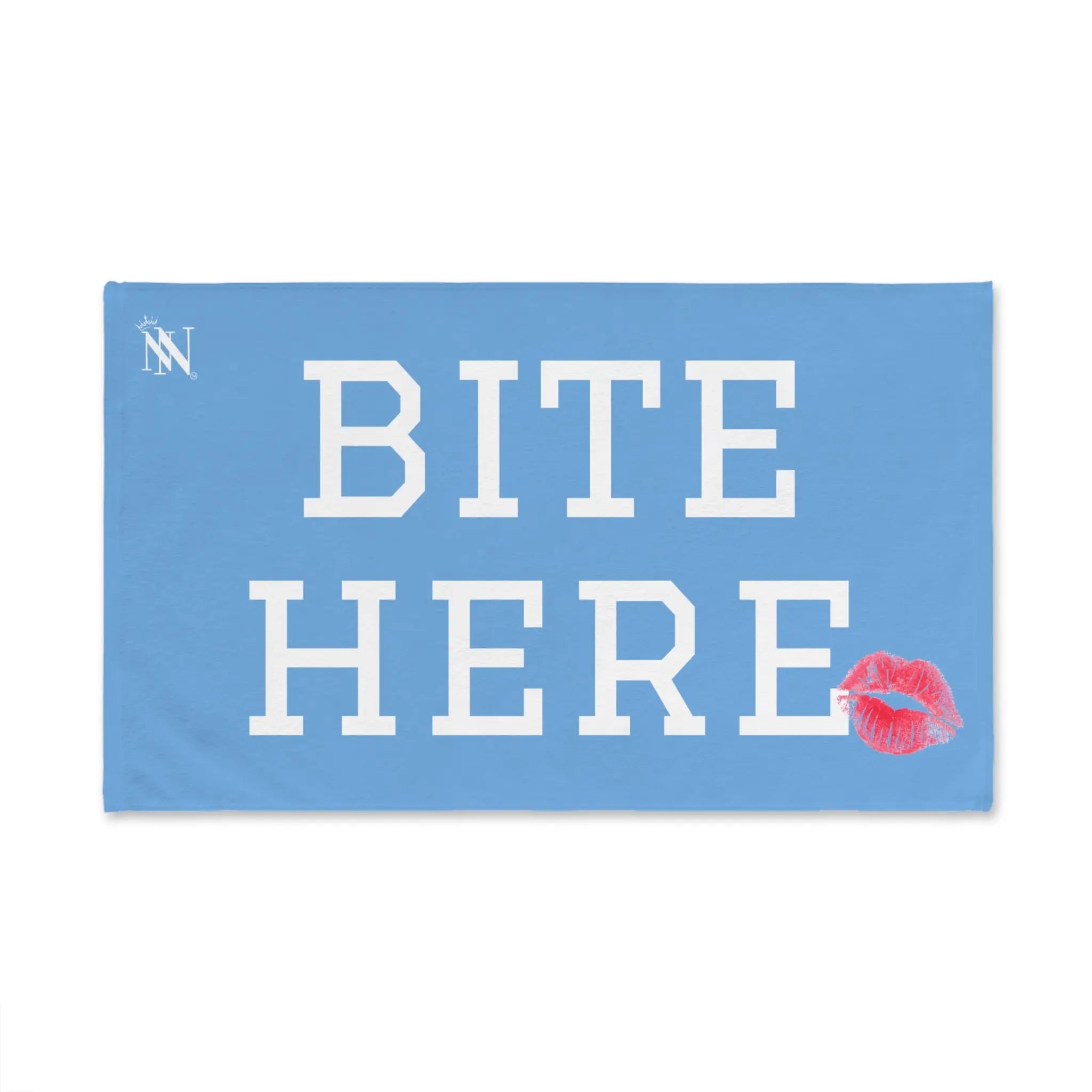 Bite Here Lips Kiss Light Blue | Mix & Match Original Fun-Flirty Lovers’ Towels