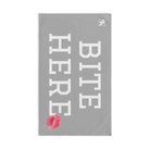 Bite Here Lips Kiss Light Grey | Mix & Match Original Fun-Flirty Lovers’ Towels