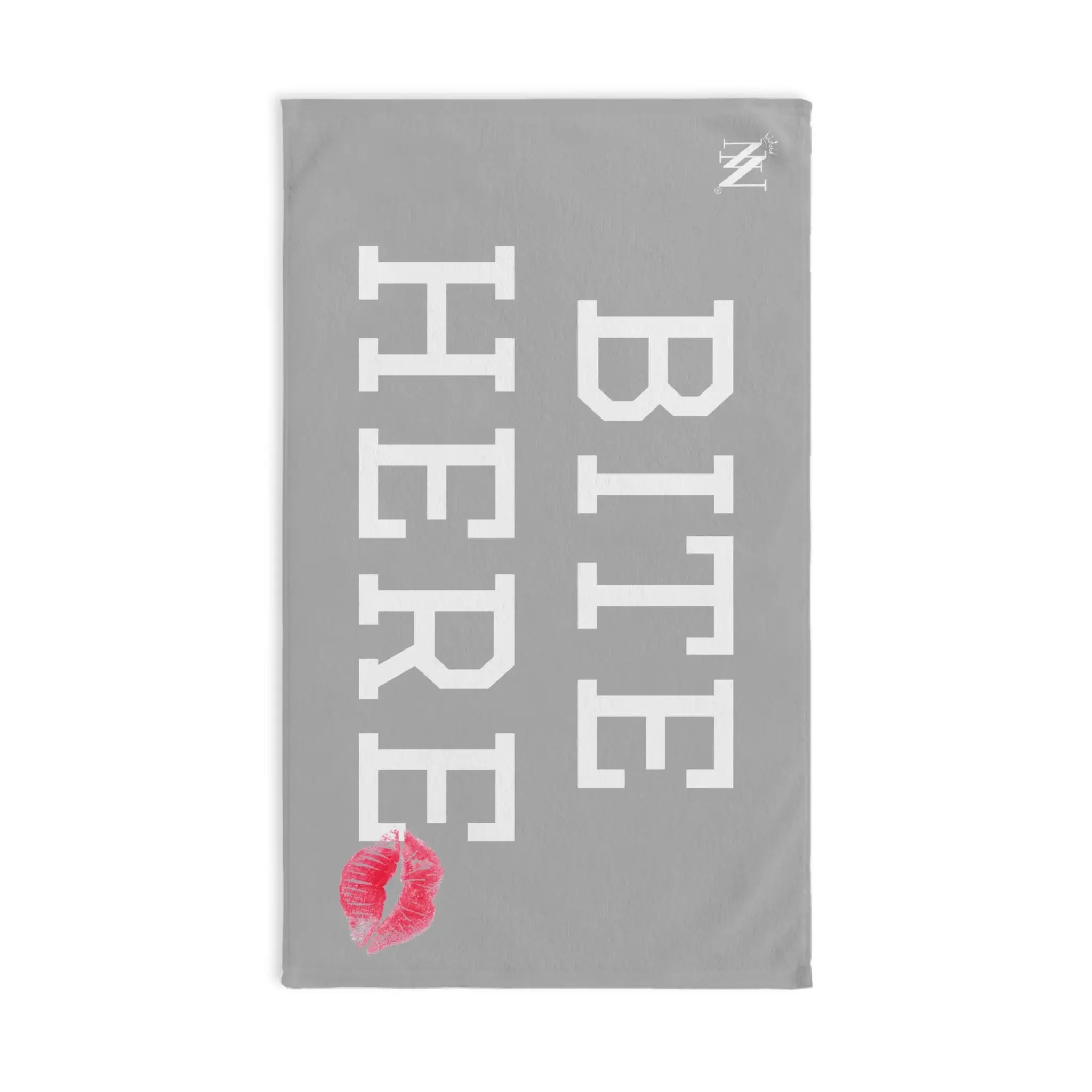 Bite Here Lips Kiss Light Grey | Mix & Match Original Fun-Flirty Lovers’ Towels