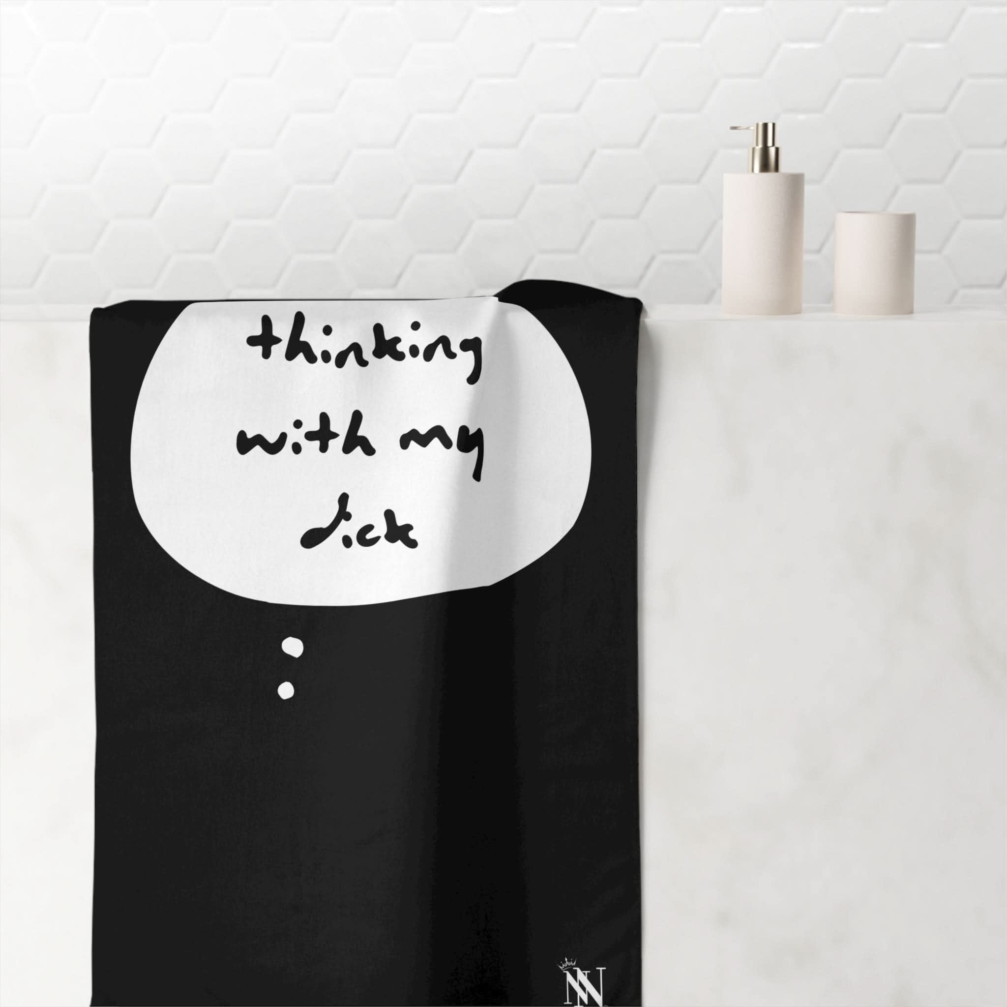 Black Thinking With My Dick | Mix & Match Naughty XL Fun-Flirty Lovers’ Towels