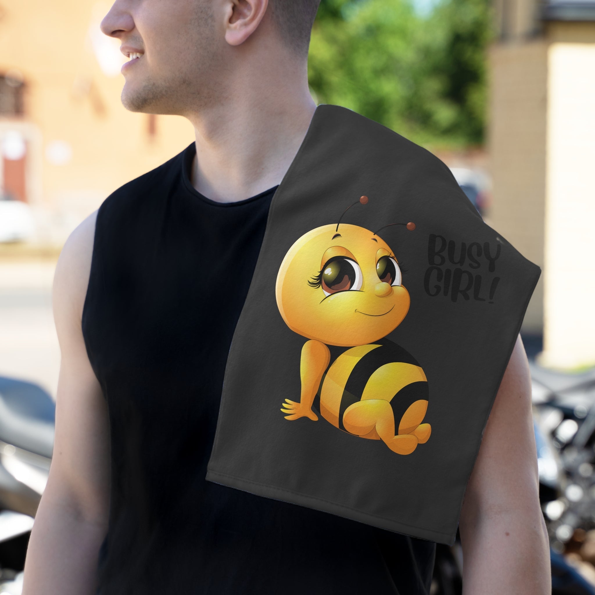 Busy Girl! Bee Dark Grey | Mix & Match Soft Fun-Flirty Lovers’ Towels