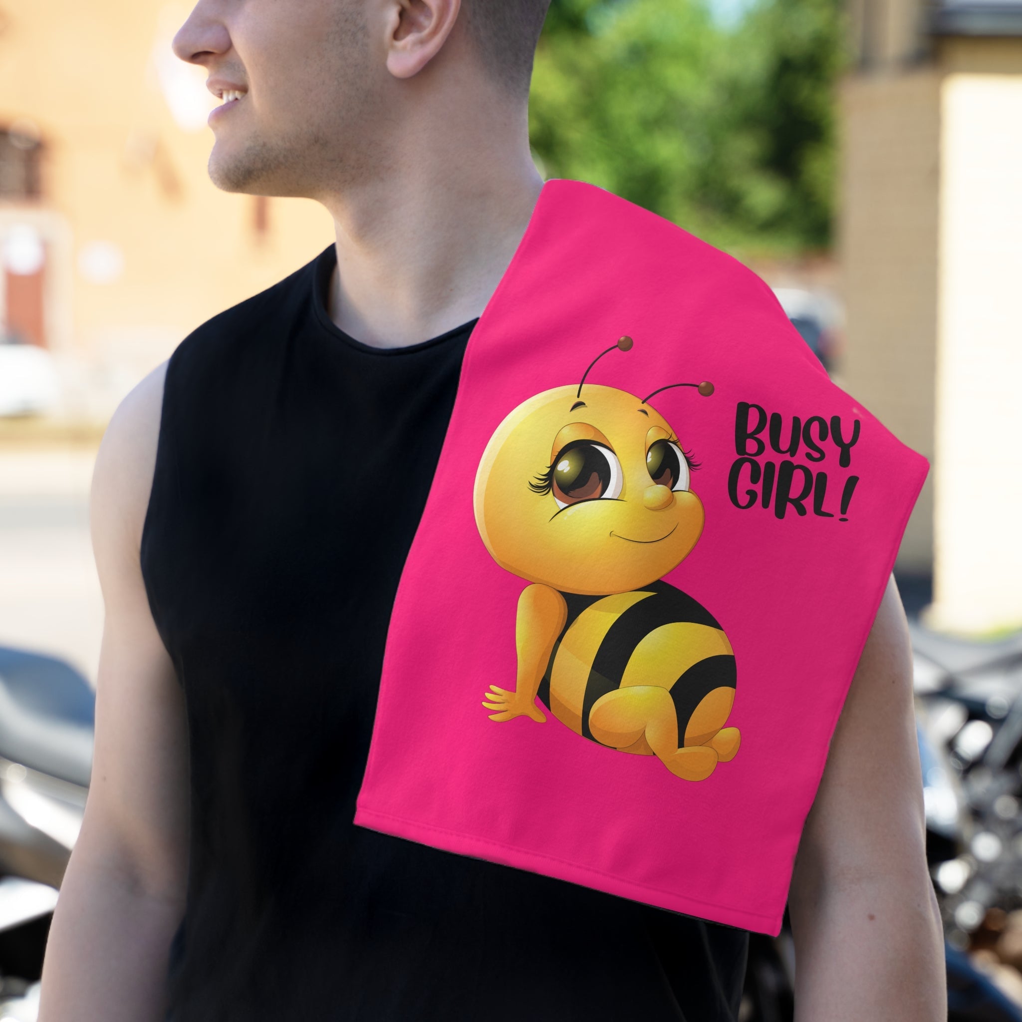 Busy Girl! Bee Pink | Mix & Match Soft Fun-Flirty Lovers’ Towels