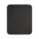 Wrinkled black rectangular mat.