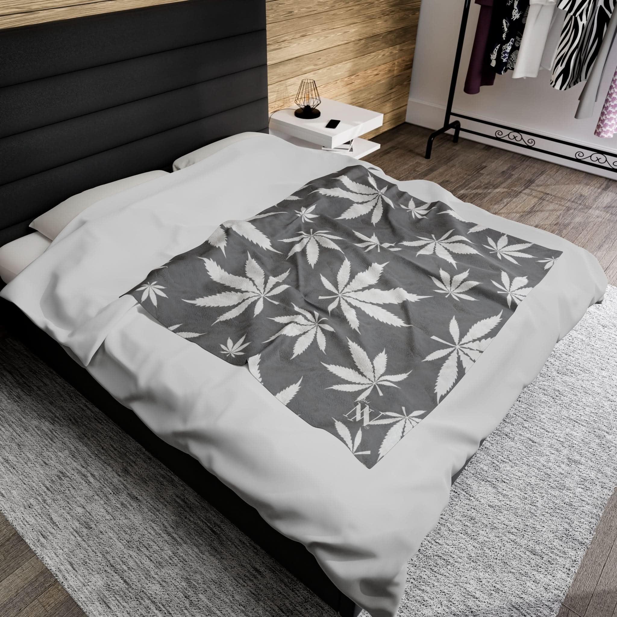 Cannabis Love Grey | Mix & Match Soft Fun-Flirty Lovers’ Blankets
