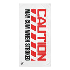 Caution May Cum When Stroked Red | Mix & Match Naughty XL Fun-Flirty Lovers’ Towels