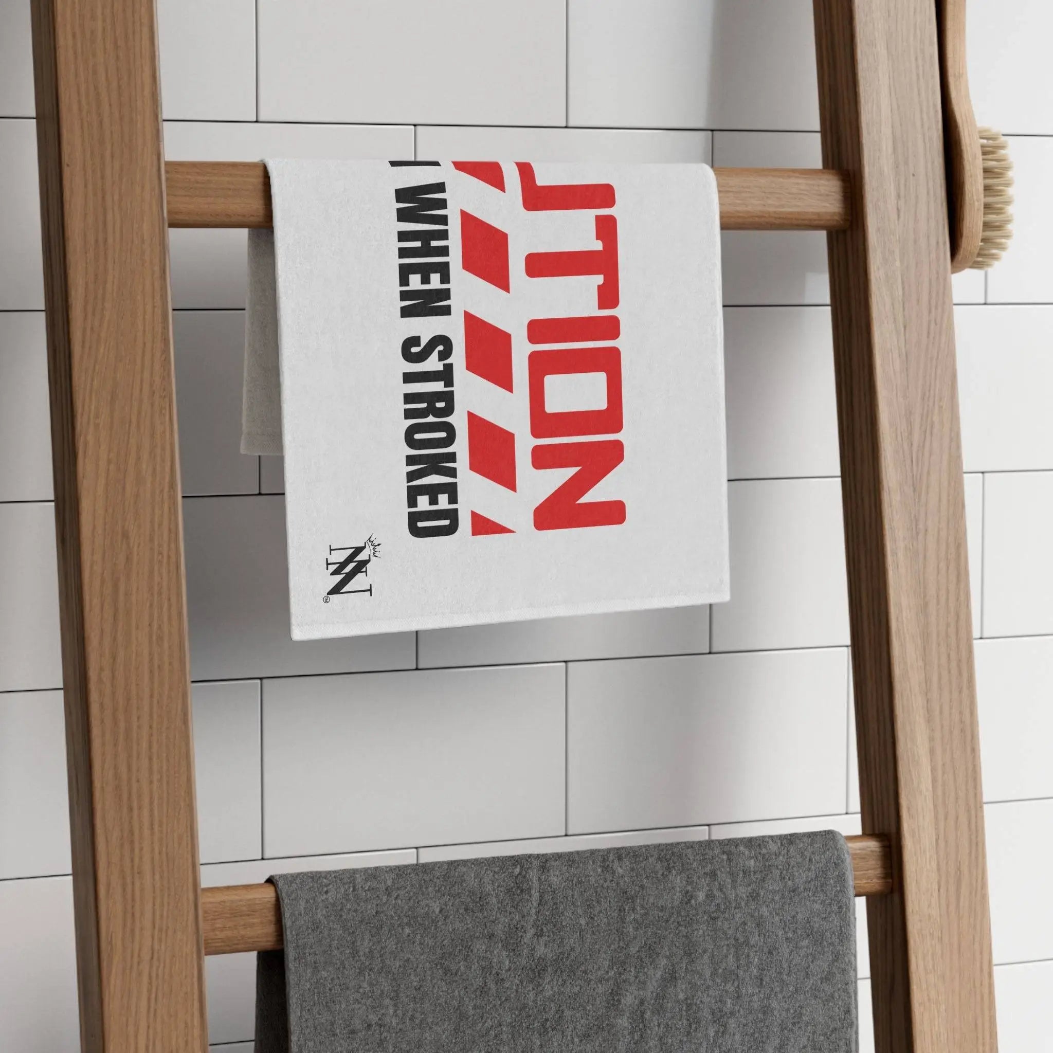 Caution May Cum When Stroked Red | Mix & Match Soft Fun-Flirty Lovers’ Towels