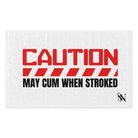 Caution May Cum When Stroked Red | Mix & Match Soft Fun-Flirty Lovers’ Towels