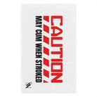 Caution May Cum When Stroked Red | Mix & Match Soft Fun-Flirty Lovers’ Towels
