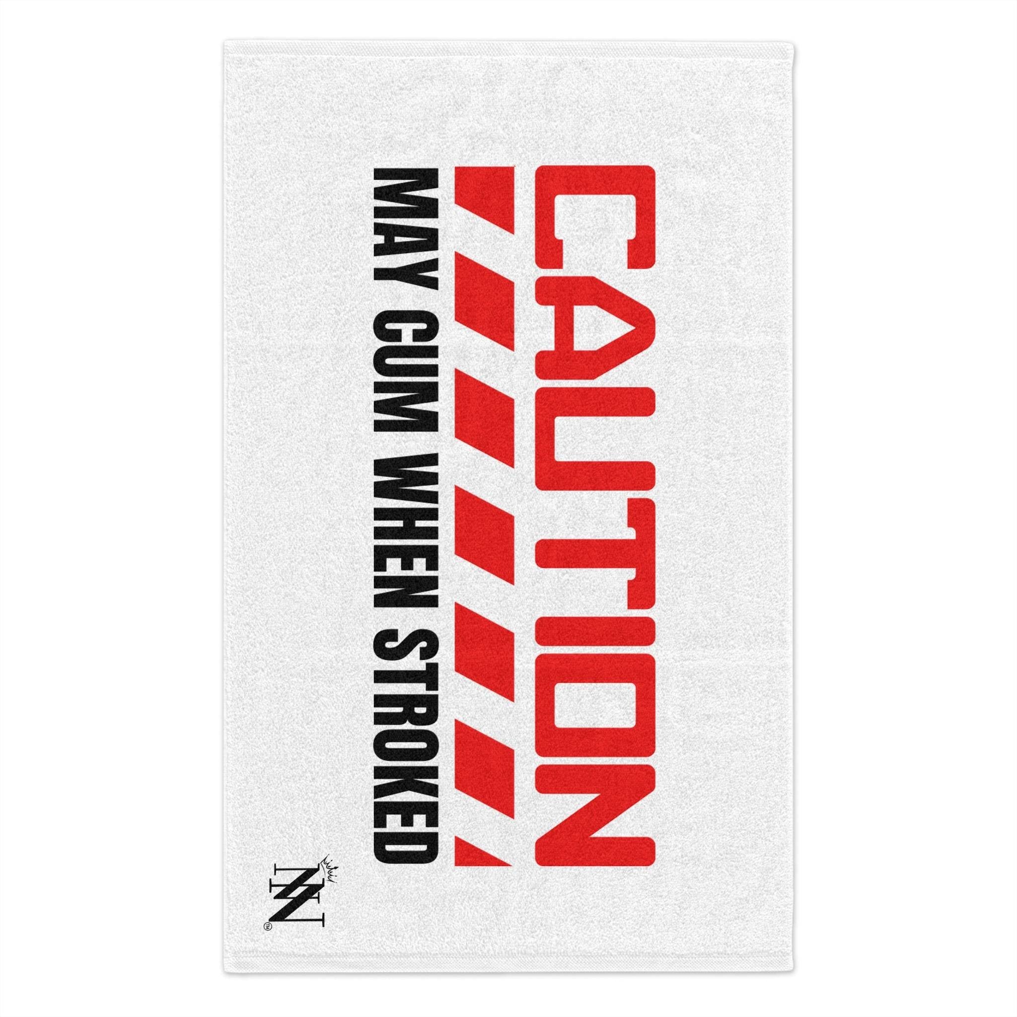 Caution May Cum When Stroked Red | Mix & Match Soft Fun-Flirty Lovers’ Towels