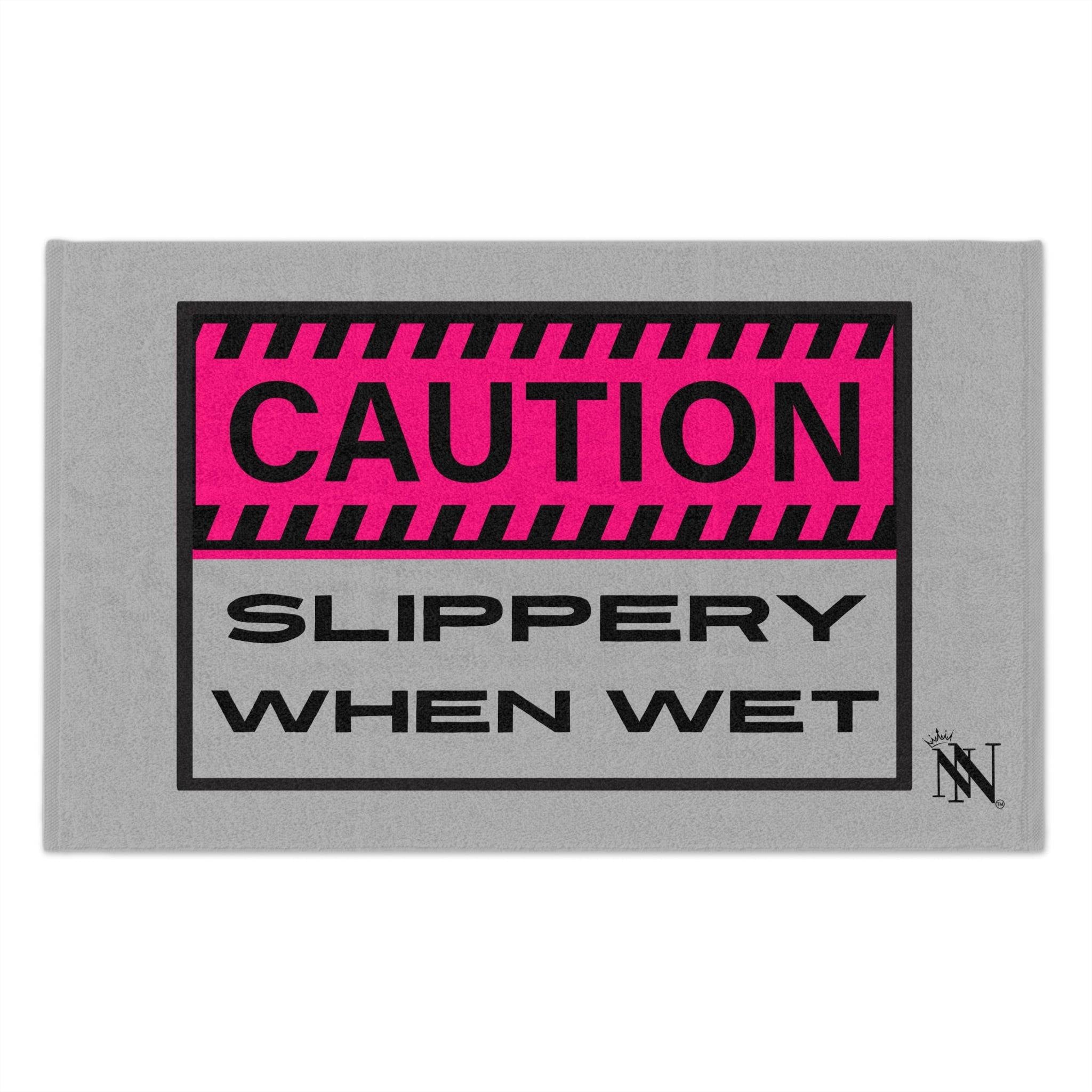 Caution Slippery When Wet Grey Mix & Match Soft Sex Towels | Flirty Lovers’ Gifts