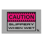 Caution Slippery When Wet Grey Mix & Match Soft Sex Towels | Flirty Lovers’ Gifts