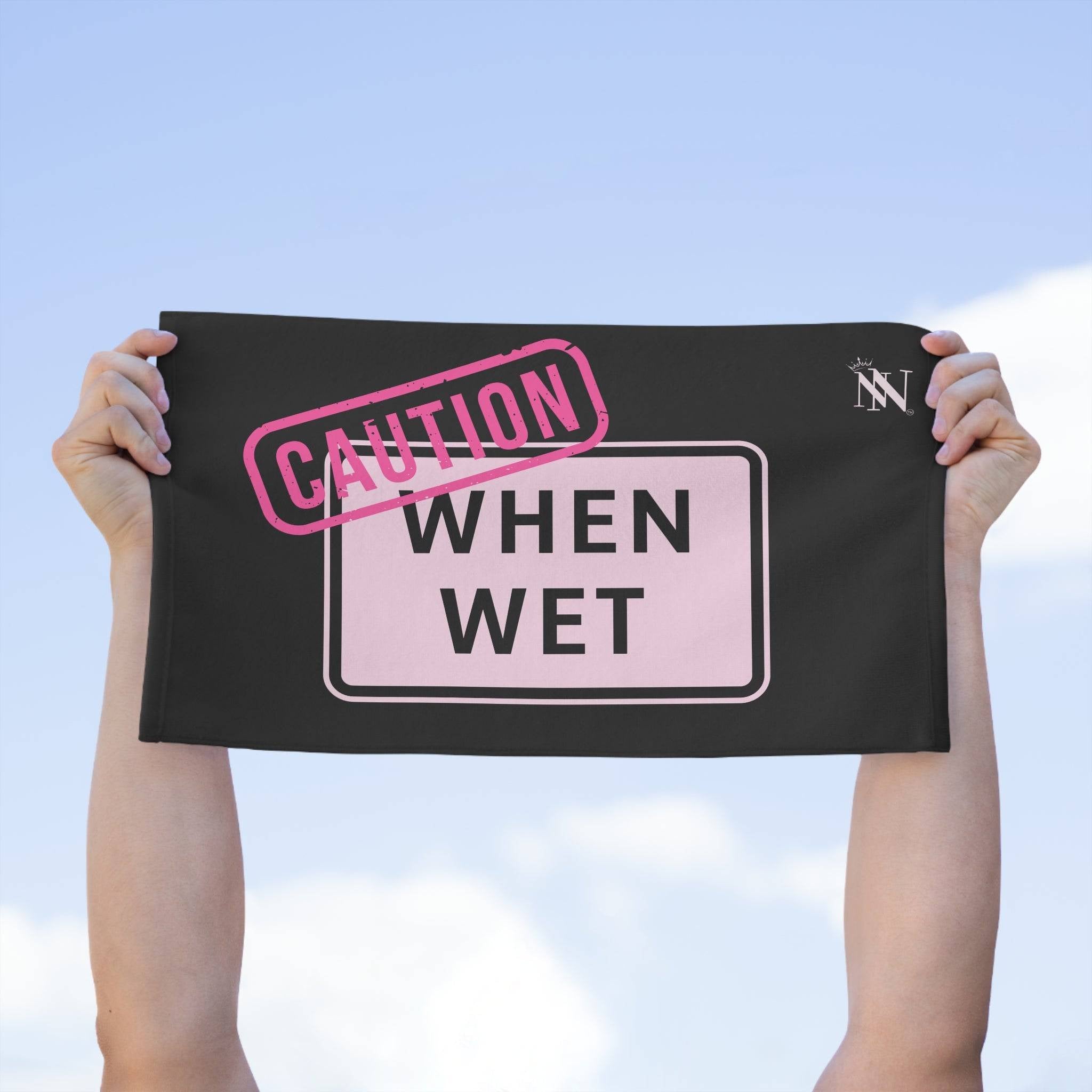 Caution When Wet Black Mix & Match Soft Sex Towels | Flirty Lovers’ Gifts